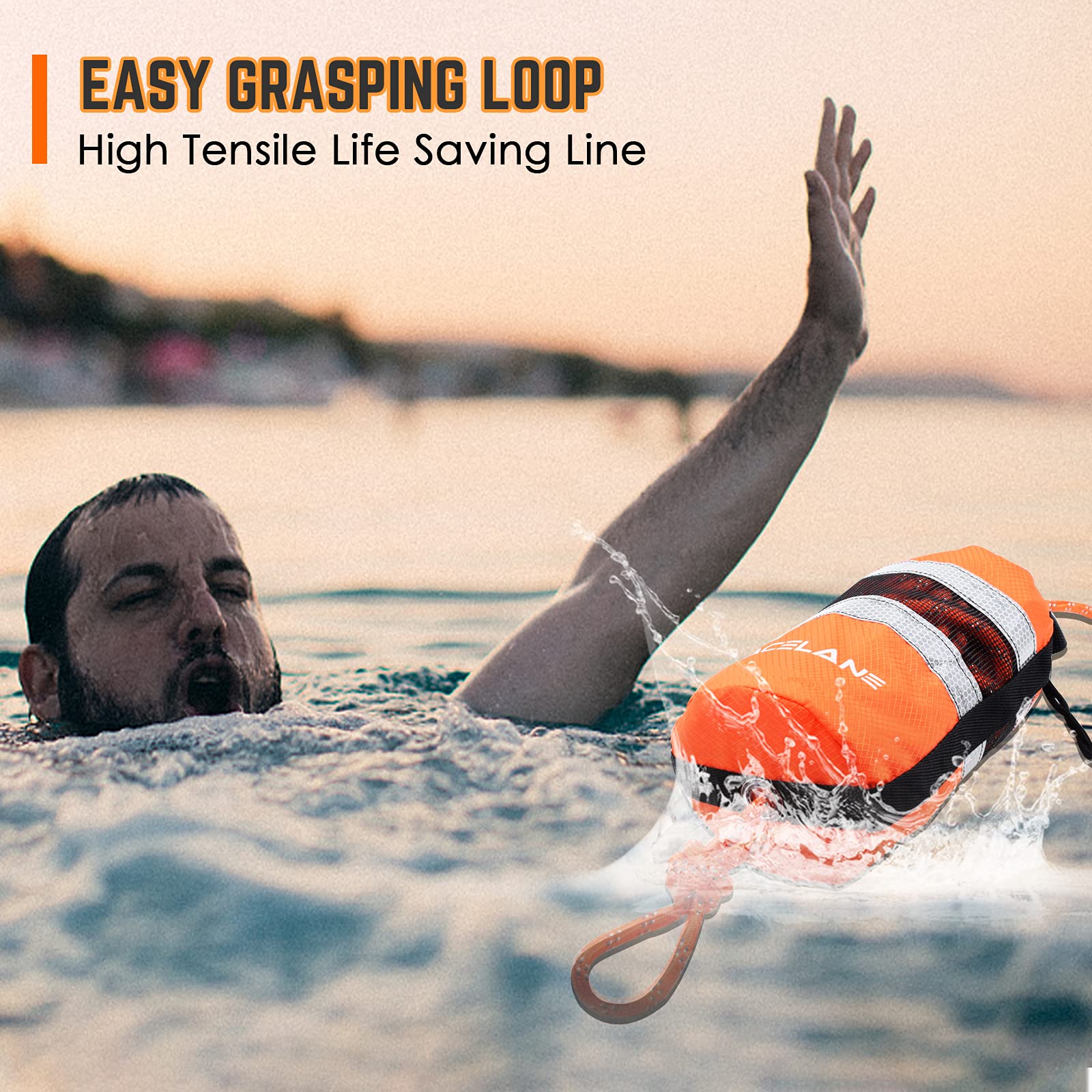 Acelane Throw Bag For Water Rescue With 70Ft Reflective Throw Rope, Floating Rescue Ropes For Whitewater Boating, Kayaking, Ice