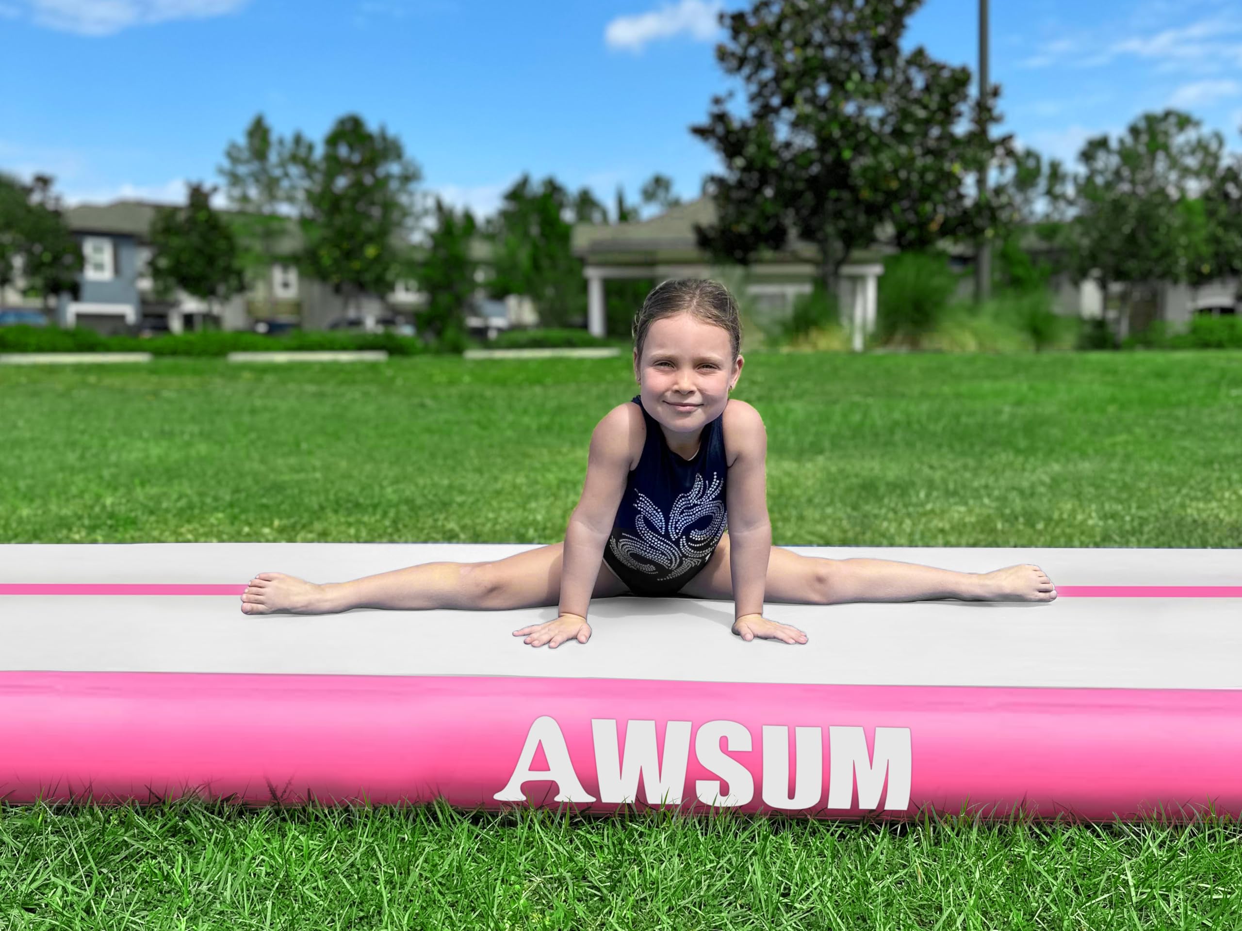 Awsum Air Gymnastics Mat 10Ft/13Ft/16Ft/20Ft/23Ft Inflatable Tumble Track Mats 4/8 Inches Thick Tumbling Mat With Electric Pump