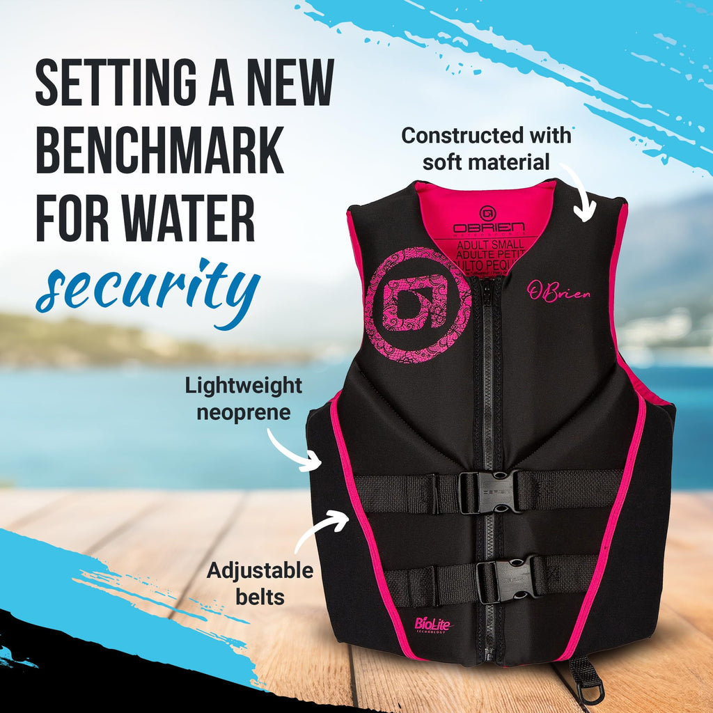 O'Brien Women'S Traditional Neoprene Uscga Life Jacket, Pink, Small