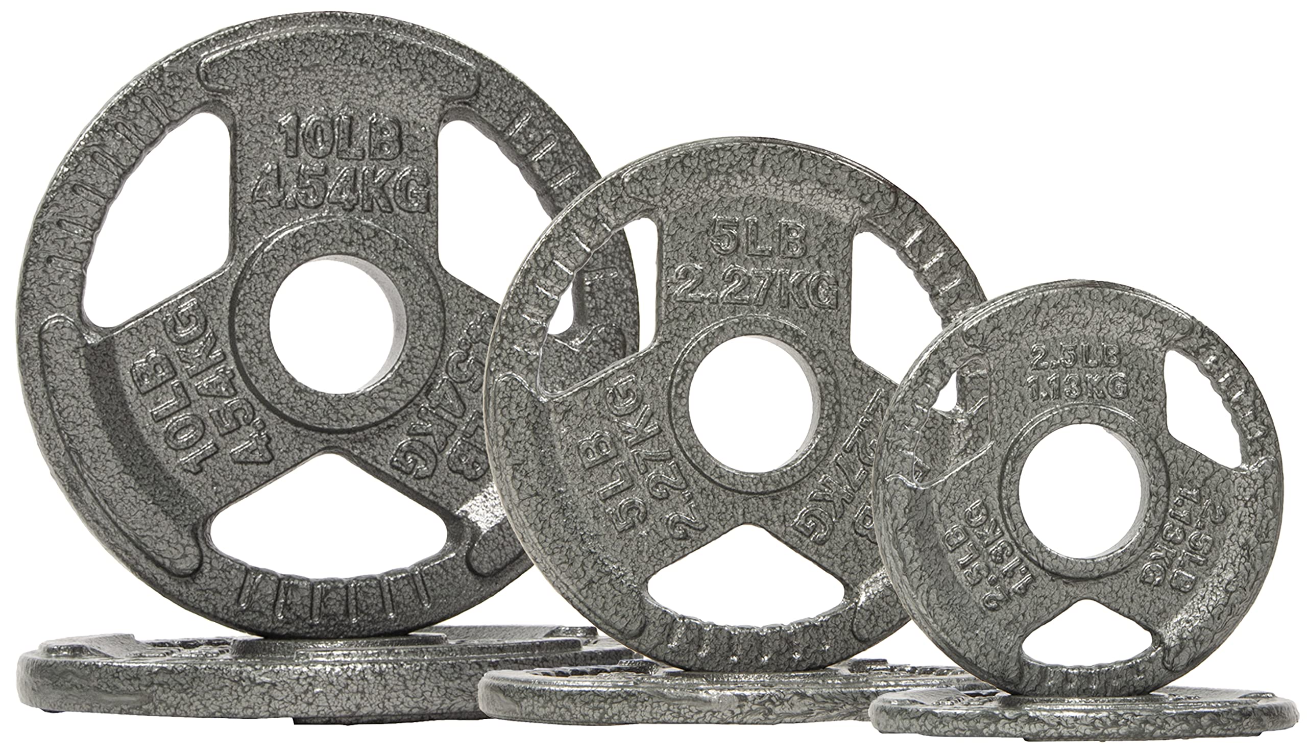 Signature Fitness Olympic 2-Inch Cast Iron Plate Weight Plate for Strength Training and Weightlifting, Style #5, 35LB Set