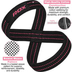 Rdx Weight Lifting Straps Figure 8, Anti Slip Strap With Cuffs Wrist Support For Gym Workout Deadlift Powerlifting Bodybuilding