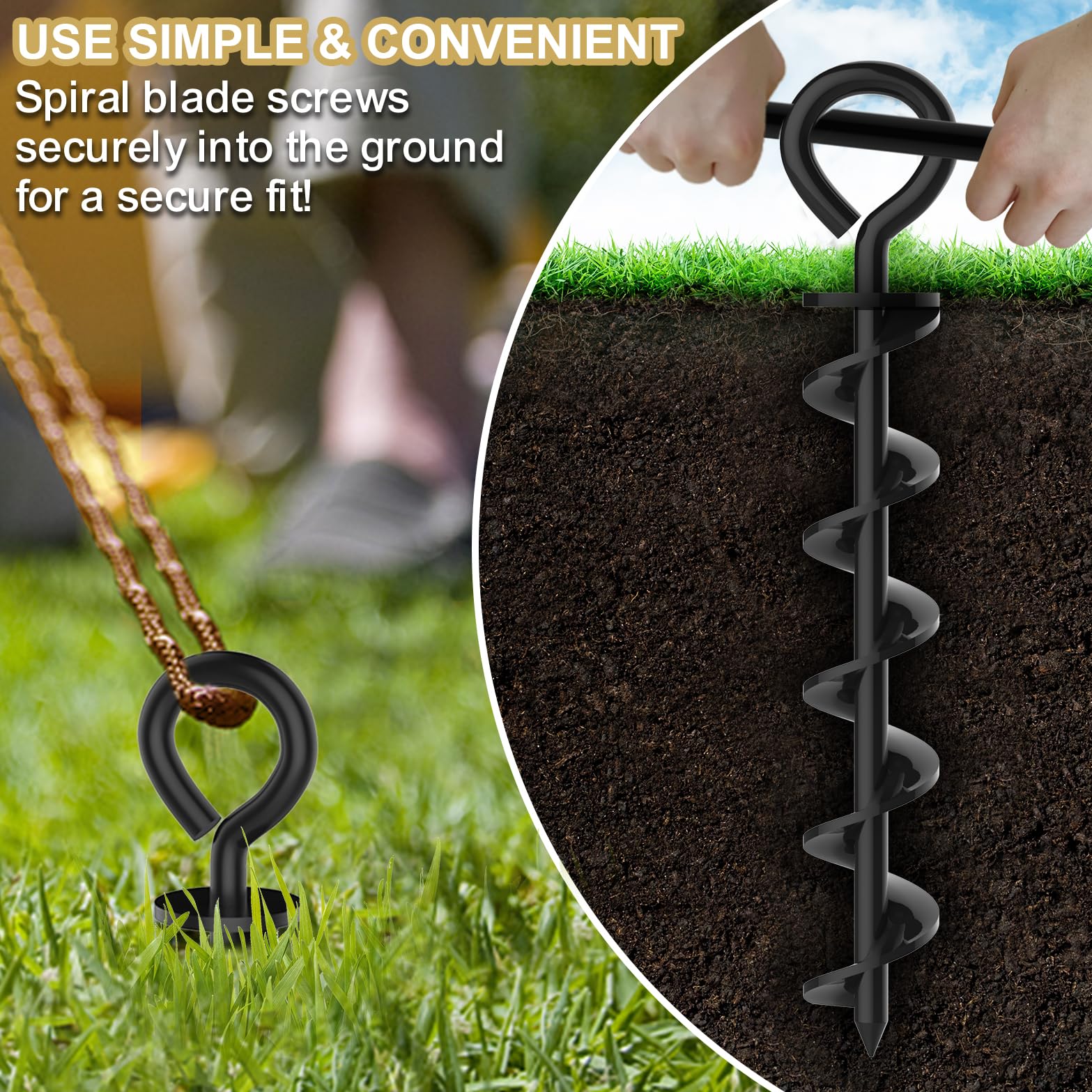 Eurmax Usa Canopy Tent Stakes Dog Tie Out Stakes Corkscrew Shape Steel Trampoline Stakes With Iron Rod Installation Tool & 4 Win