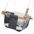 Monkey & Mouse Baby Swing - Charcoal Indoor Outdoor Portable Hanging Chair for Infant & Toddler Kids Up to 4 Years - Cotton Canv