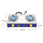 Vivicreate 25000 Btu 2 Burner Stainless Steel Panel Auto Ignition Camping Propane Gas Outdoor Garden Garden Fishing Hiking Camp