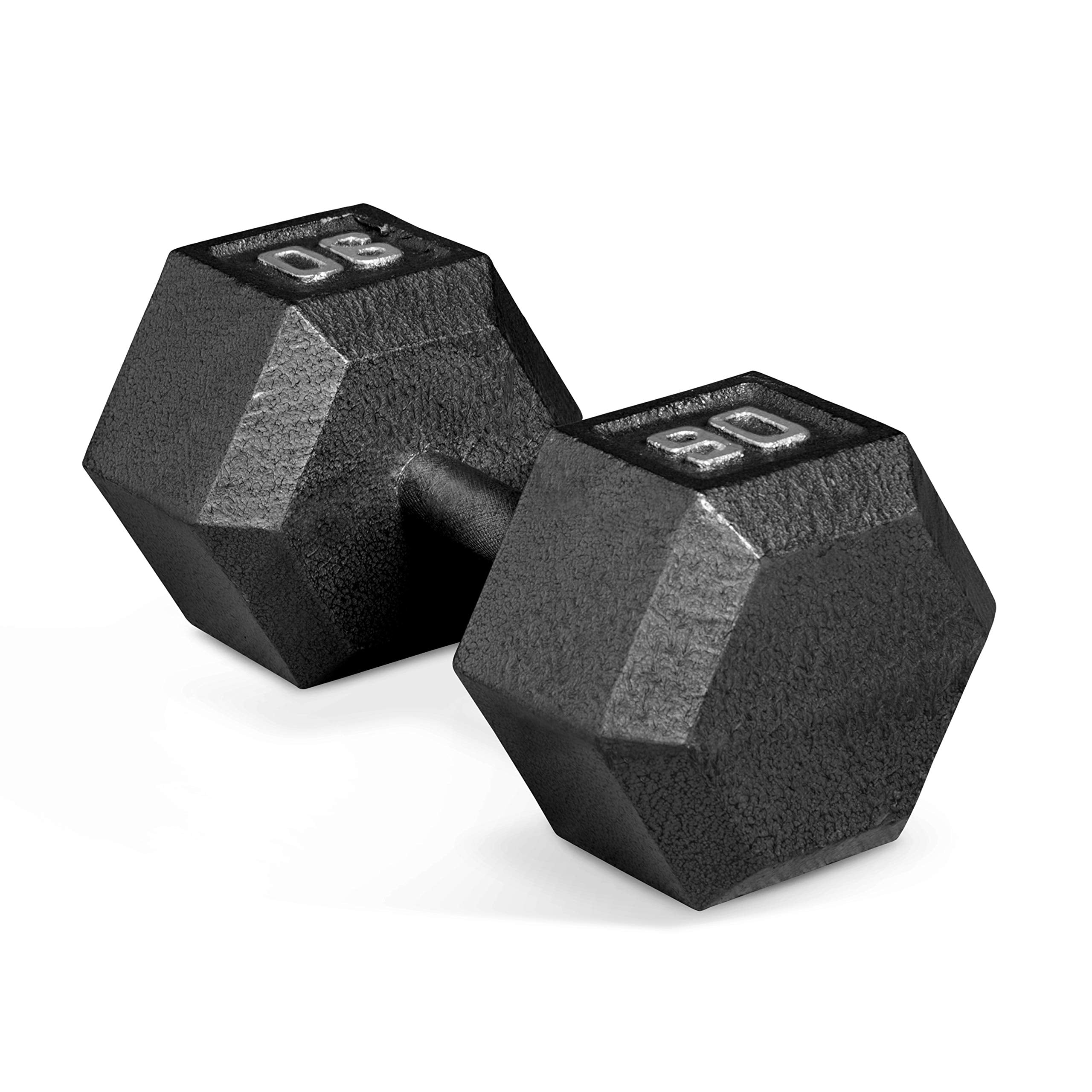 CAP Barbell Cast Iron Hex Dumbbell, Black, Single, 90 lb