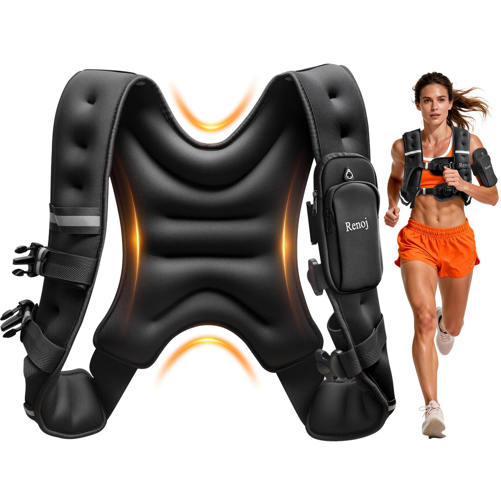 Renoj Weighted Vest for Women Men: 6lb/8lb/10lb/12lb/16lb/20lb Weight Training Vest for Workout, Running, Walking, Exercise, Wei