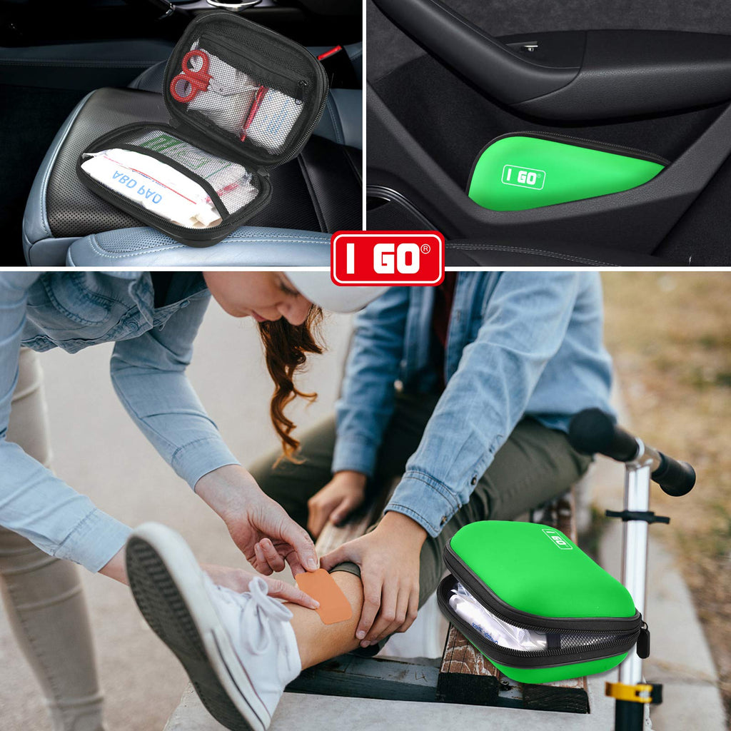 I Go 85 Pieces Hard Shell Mini Compact First Aid Kit, Small Personal Emergency Survival Kit For Travel Hiking Camping Backpackin