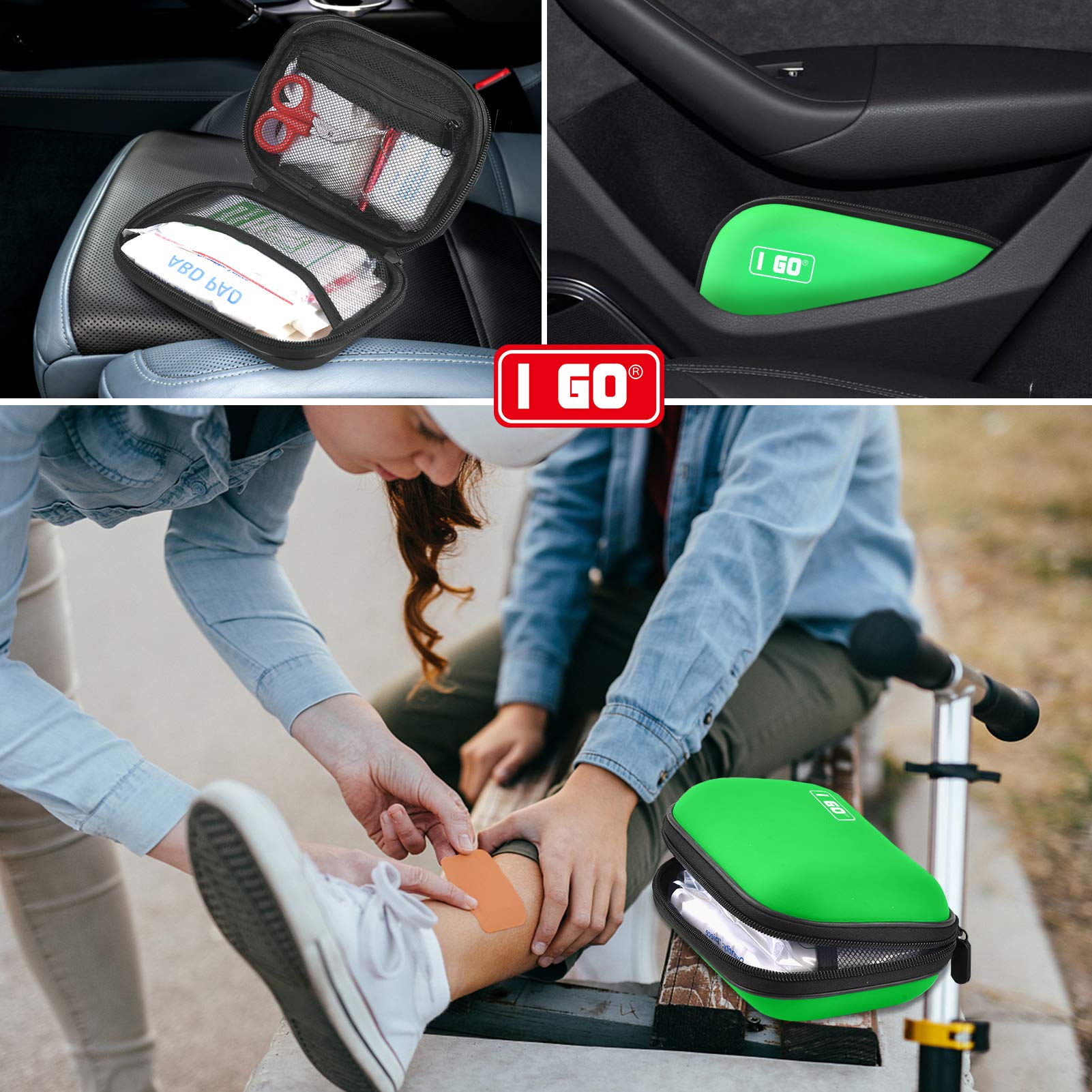 I Go 85 Pieces Hard Shell Mini Compact First Aid Kit, Small Personal Emergency Survival Kit For Travel Hiking Camping Backpackin