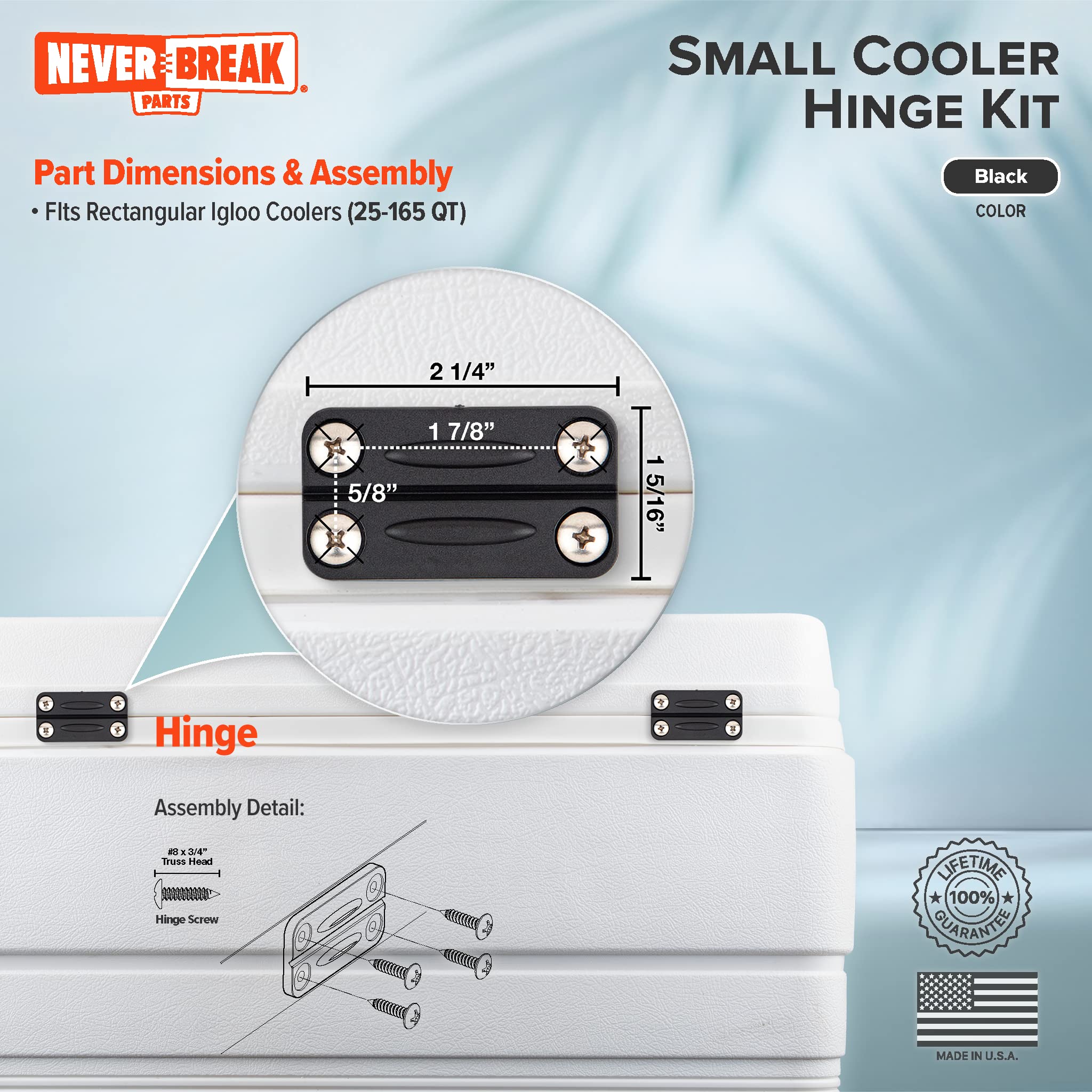Neverbreak Parts - 2 Pack Black Igloo Cooler Hinges Replacement With Screws  High Strength Igloo Cooler Replacement Parts  Igloo