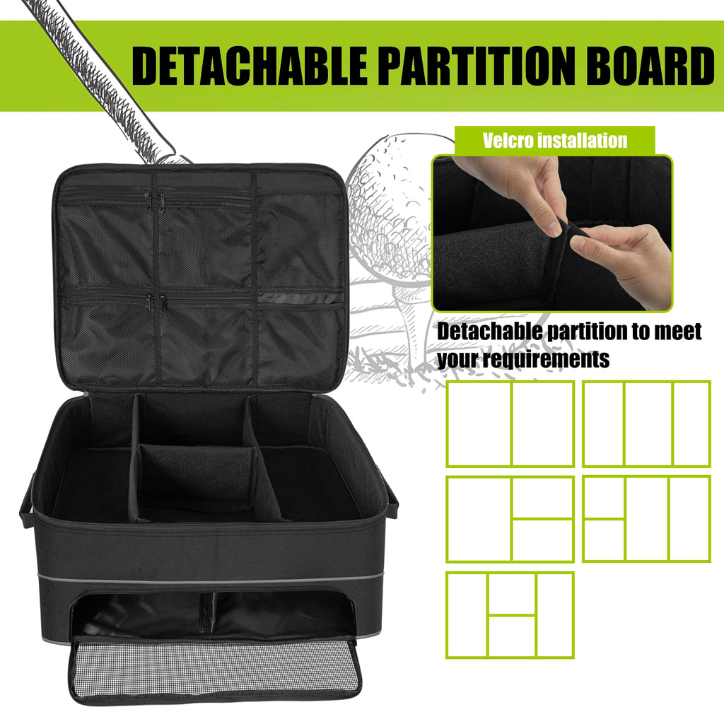 Weliday 2 Layer Golf Trunk Organizer, Golf Car Locker With Separate Ventilated Compartment For 2 Pair Shoes, Golf Trunk Storage