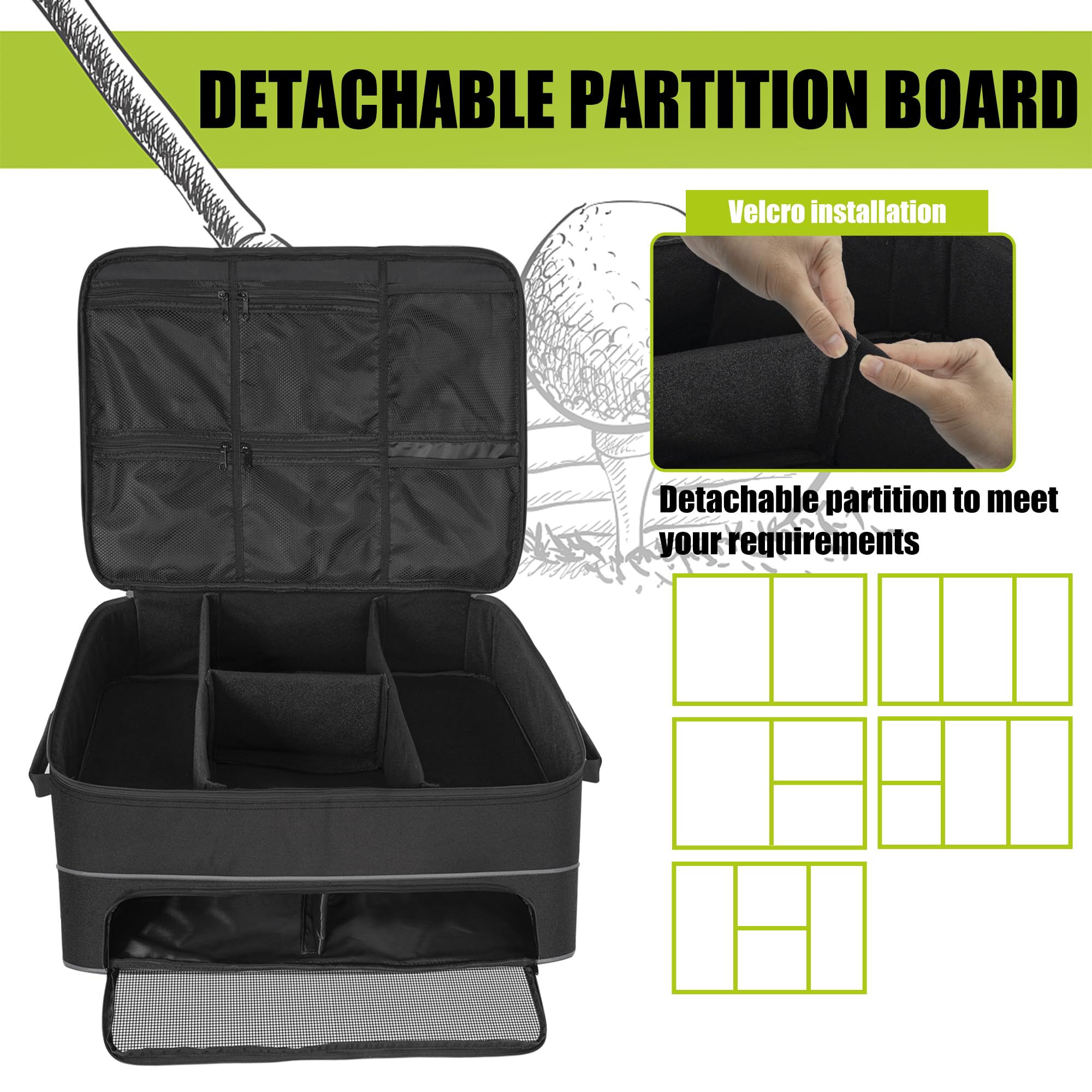 Weliday 2 Layer Golf Trunk Organizer, Golf Car Locker With Separate Ventilated Compartment For 2 Pair Shoes, Golf Trunk Storage