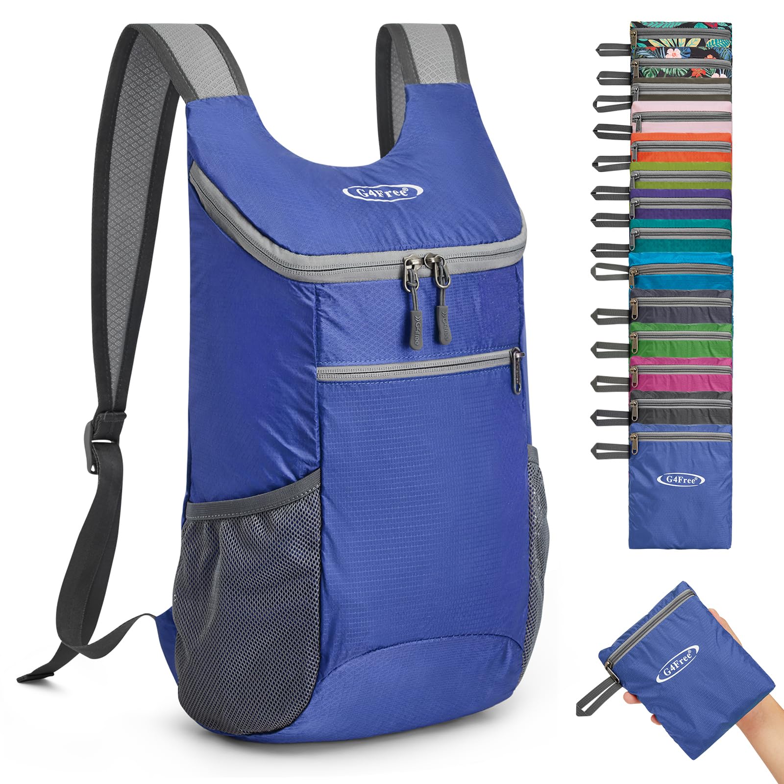 G4Free Small Packable Shoulder Backpack Lightweight Hiking Daypacks Small Casual Foldable Camping Outdoor Bag 11L(Sapphire)
