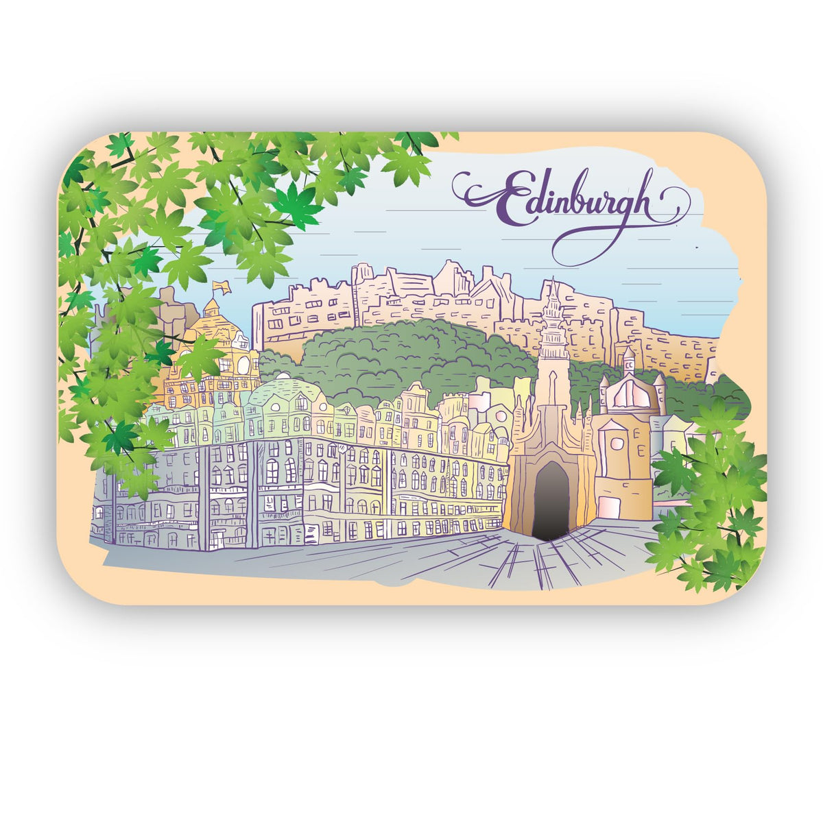 ISEE 360 Edinburgh Multicolored Wooden Fridge Magnet Decor for Office KitchenHomeRefrigerator Door Travel Souvenir L X H 3 X 2 