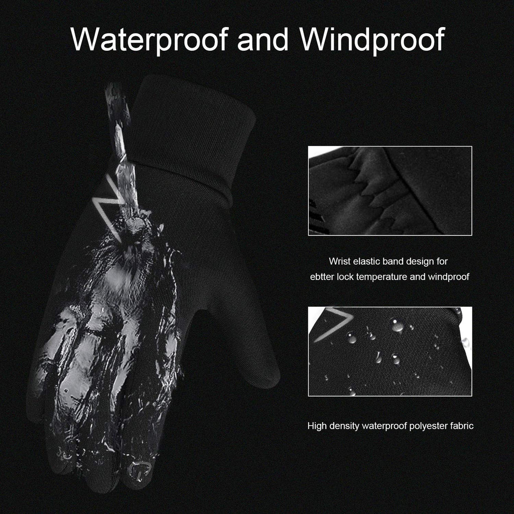 Yukiniya Kids Winter Gloves Back Water Repellent Touchscreen Warm Fleece Anti-Slip For Boys Girls 3-15 Years