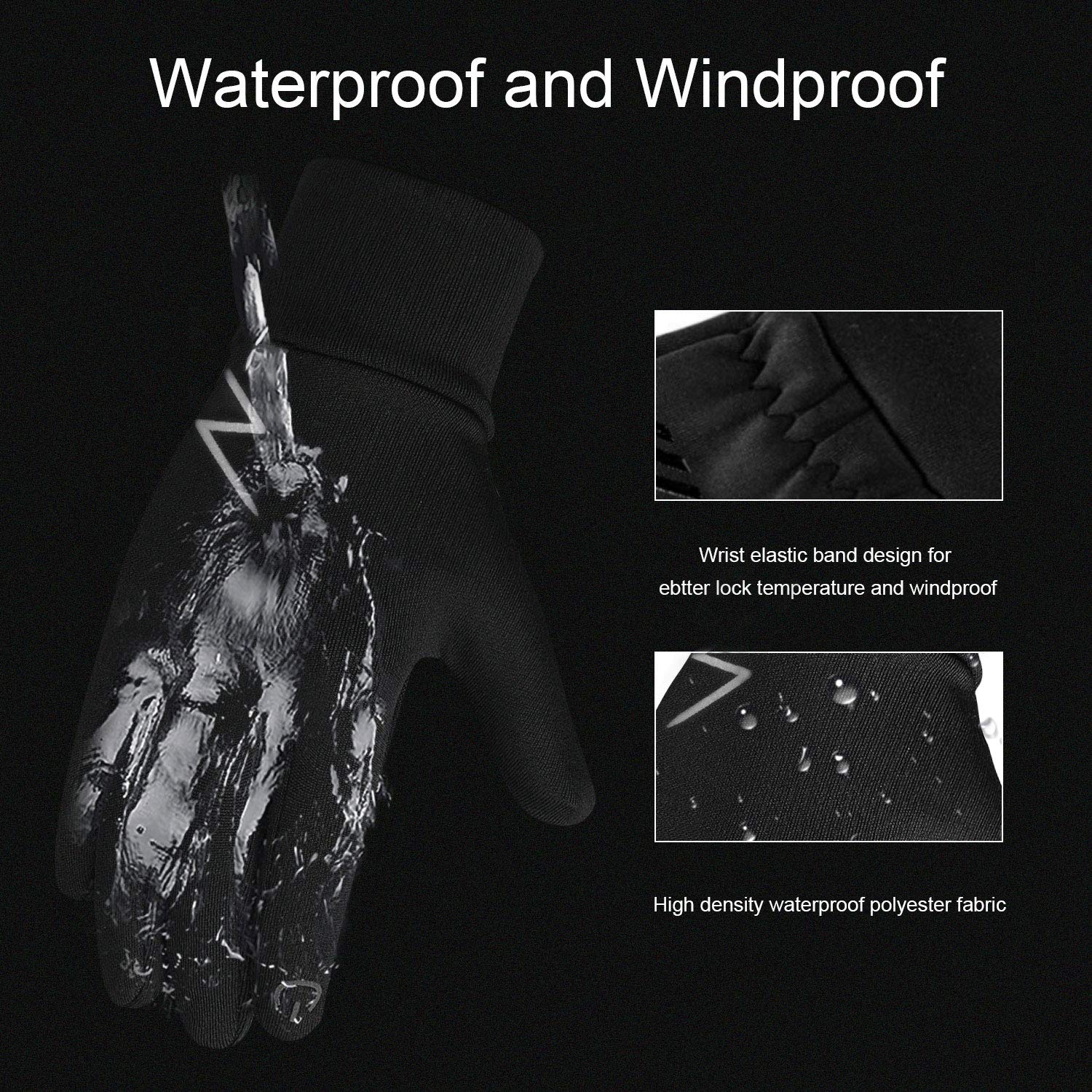 Yukiniya Kids Winter Gloves Back Water Repellent Touchscreen Warm Fleece Anti-Slip For Boys Girls 3-15 Years