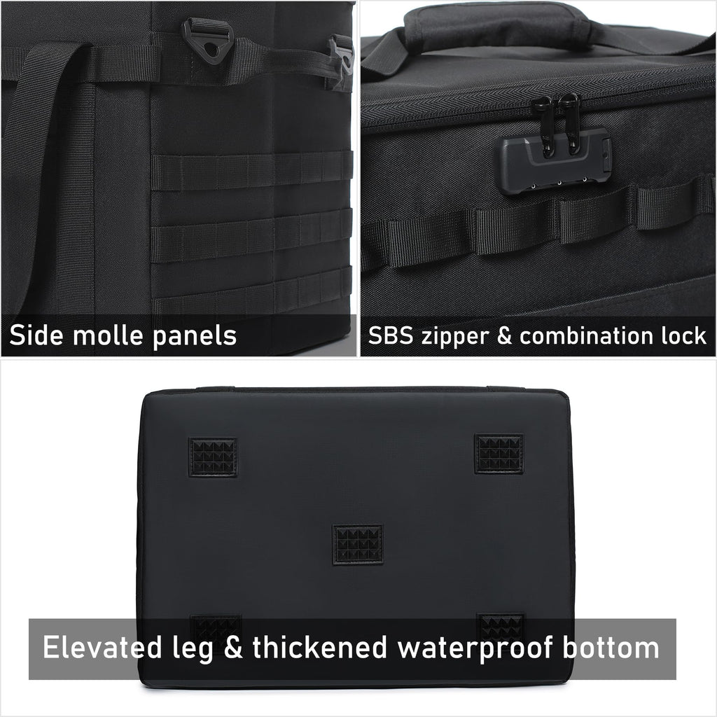 Lemubeane Tactical Camping Storage Bag - 38L Utility Tote Bag Organizer With Combination Lock And Shoulder Strap (Black, 38L)