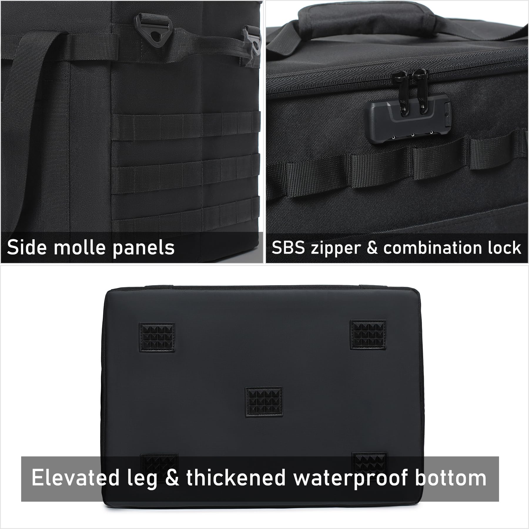Lemubeane Tactical Camping Storage Bag - 57L Utility Tote Bag Organizer With Combination Lock And Shoulder Straps (Black, 57L)