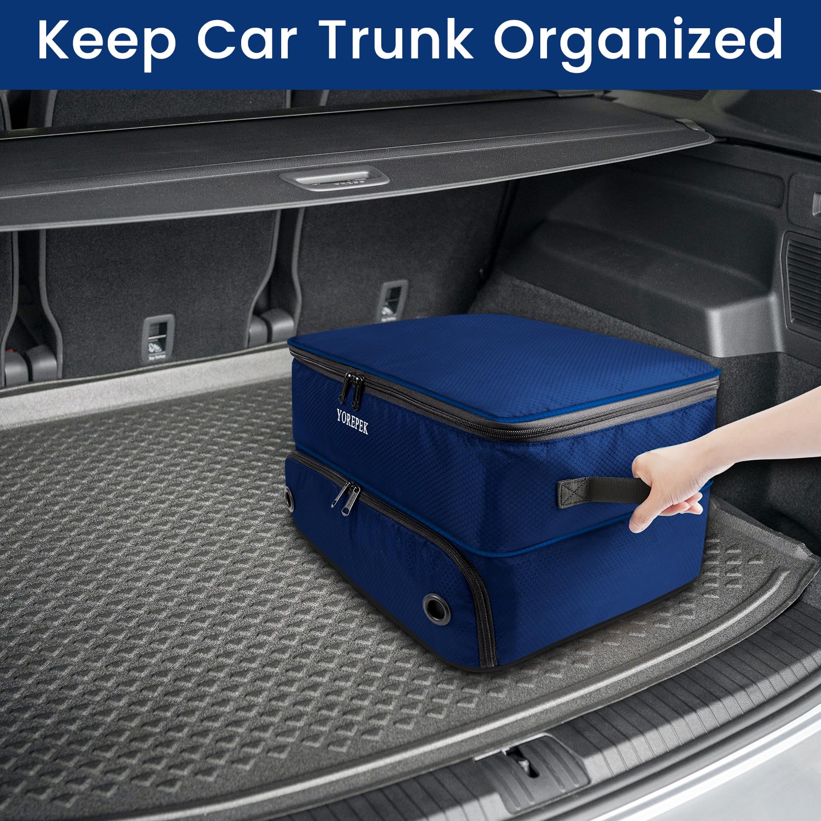 Large 2 Layer Golf Trunk Organizer For 2 Size14 Pair Shoes, Waterproof Car Golf Locker With Separate Ventilated Compartment, Stu