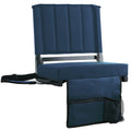 Sport Beats Navy Blue Stadium Seat For Bleachers With Back Support And Wide Padded Cushion Stadium Chair - Includes Shoulder Str