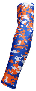 Sportsfarm New! Royal Blue Orange White Digital Camo Arm Sleeve - Moisture Wicking Compression (Large)