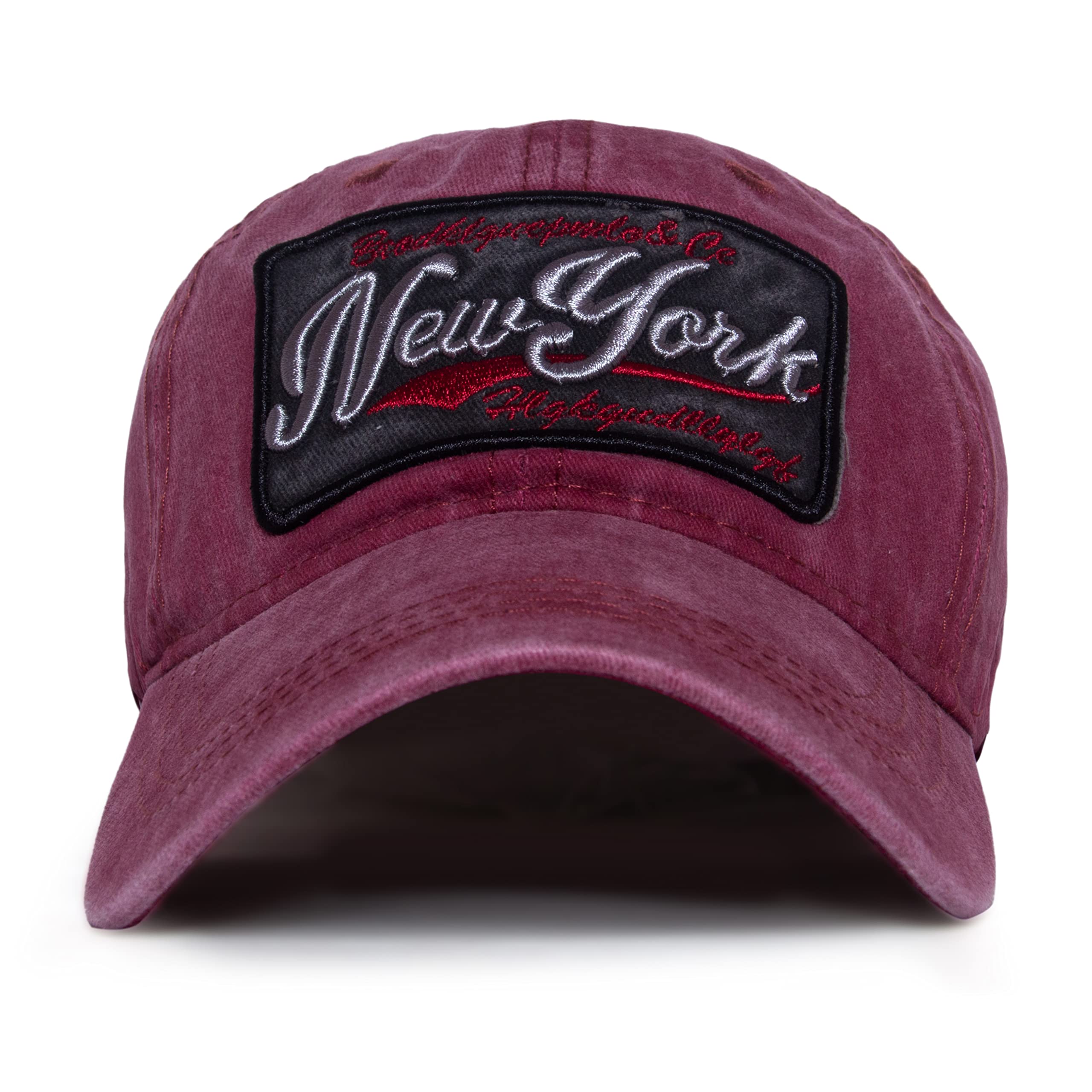 Aavjo New York Design Unisex Denim Cotton Cap With Adjustable Strap (Red)