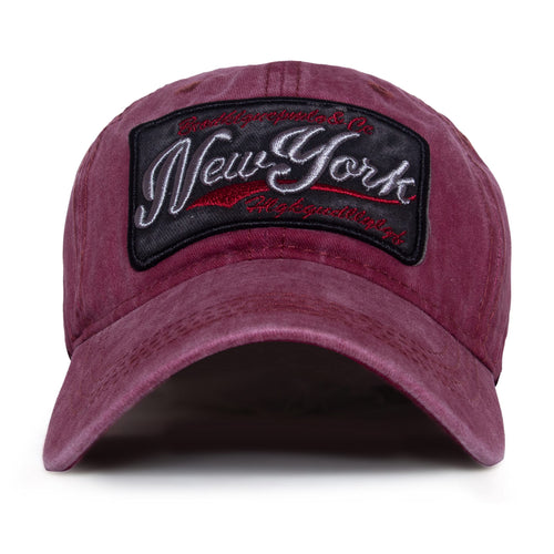 Aavjo New York Design Unisex Denim Cotton Cap With Adjustable Strap (Red)