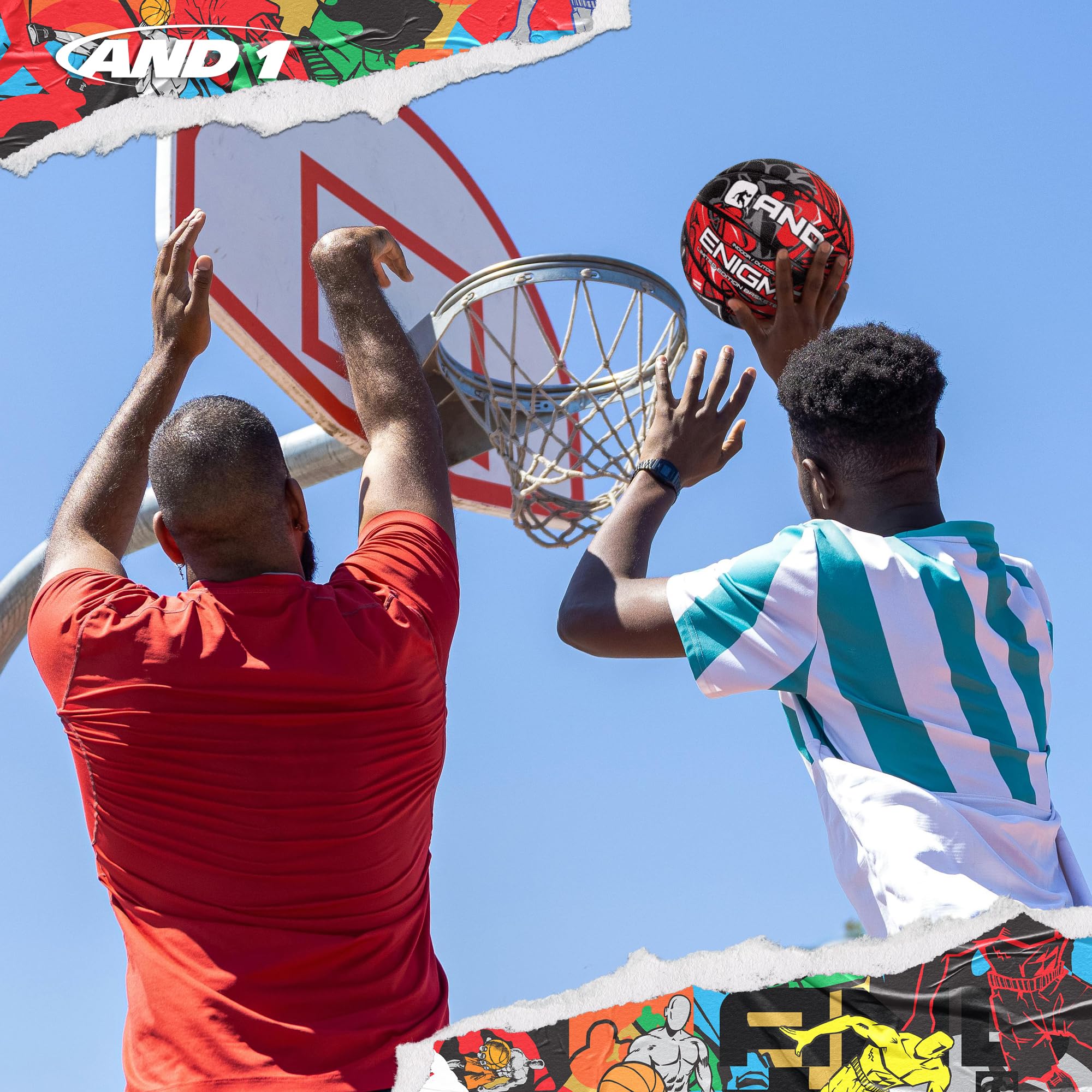 AND1 Enigma Rubber Basketball: Official Regulation Size 7 (29.5 inches) Street Basketball - Deep Channel Construction Streetball