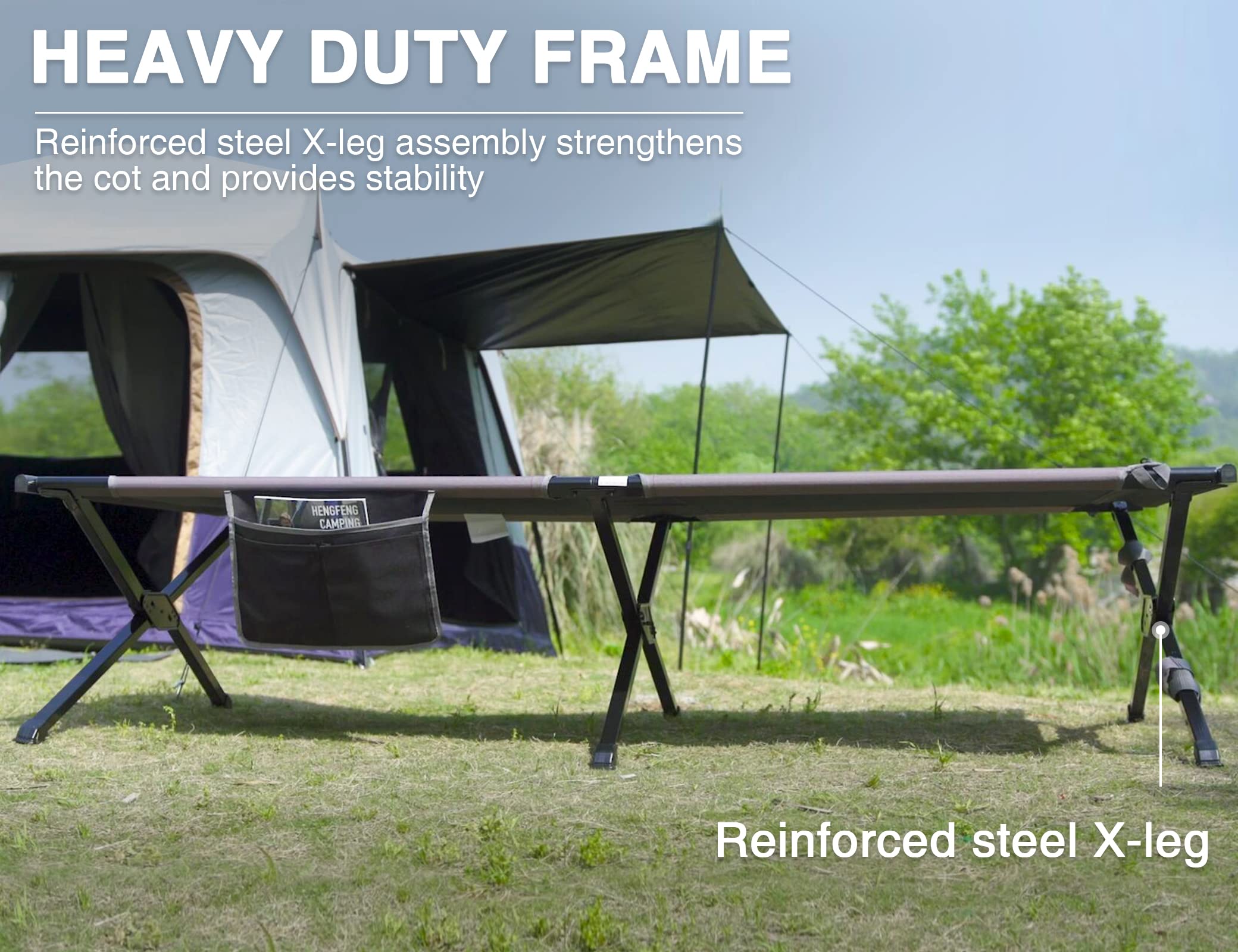 Ever Advanced Oversized Camping Cot For Adults With Zipper Xl Large Sleeping Cots 41'' Wide Heavy Duty Bed Supports Up To 550 Lb