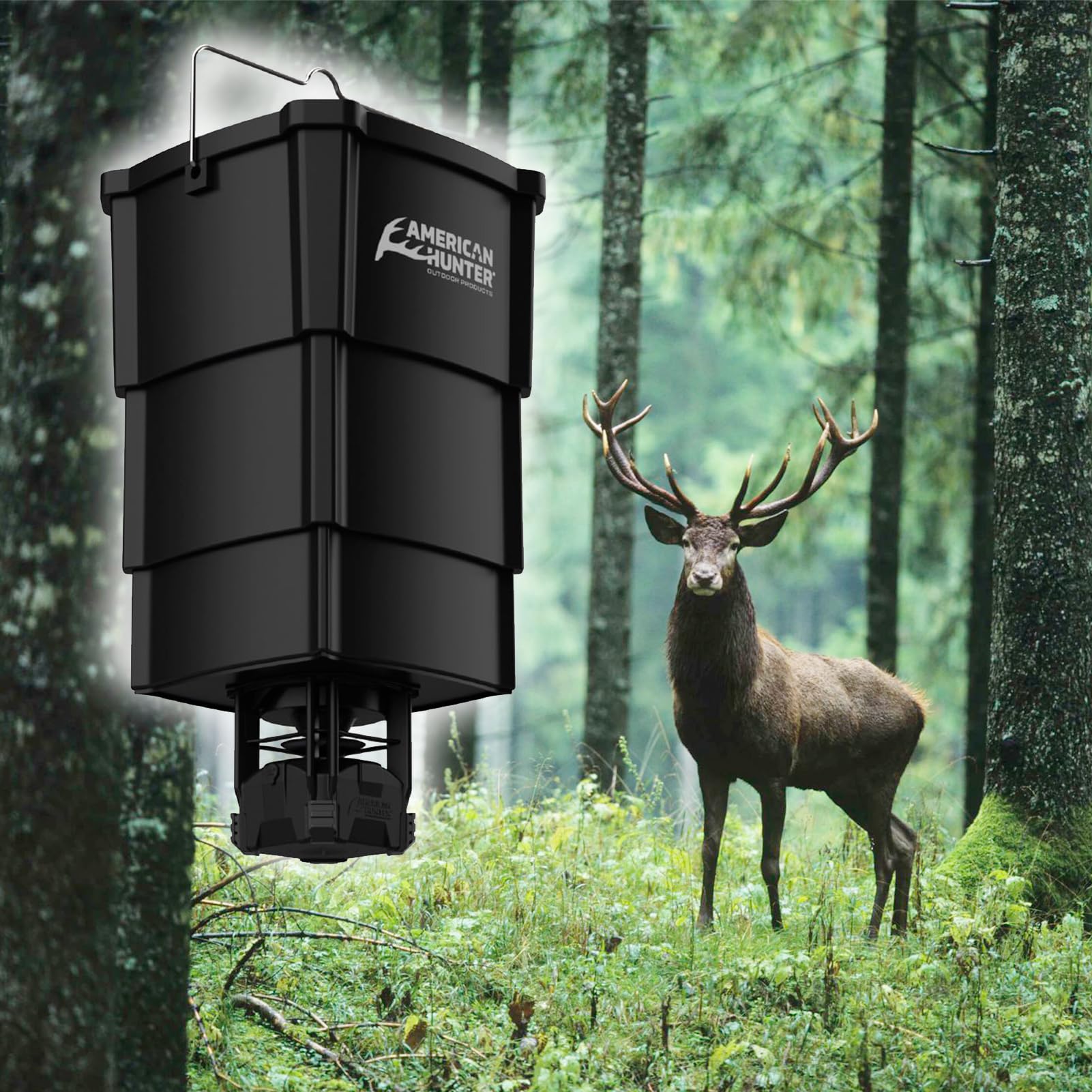 American Hunter 5-Gallon Nesting Hopper W/Econ Digital Feeder Kit - Adjustable Durable Deer Wild Game Hunting Attraction Automat