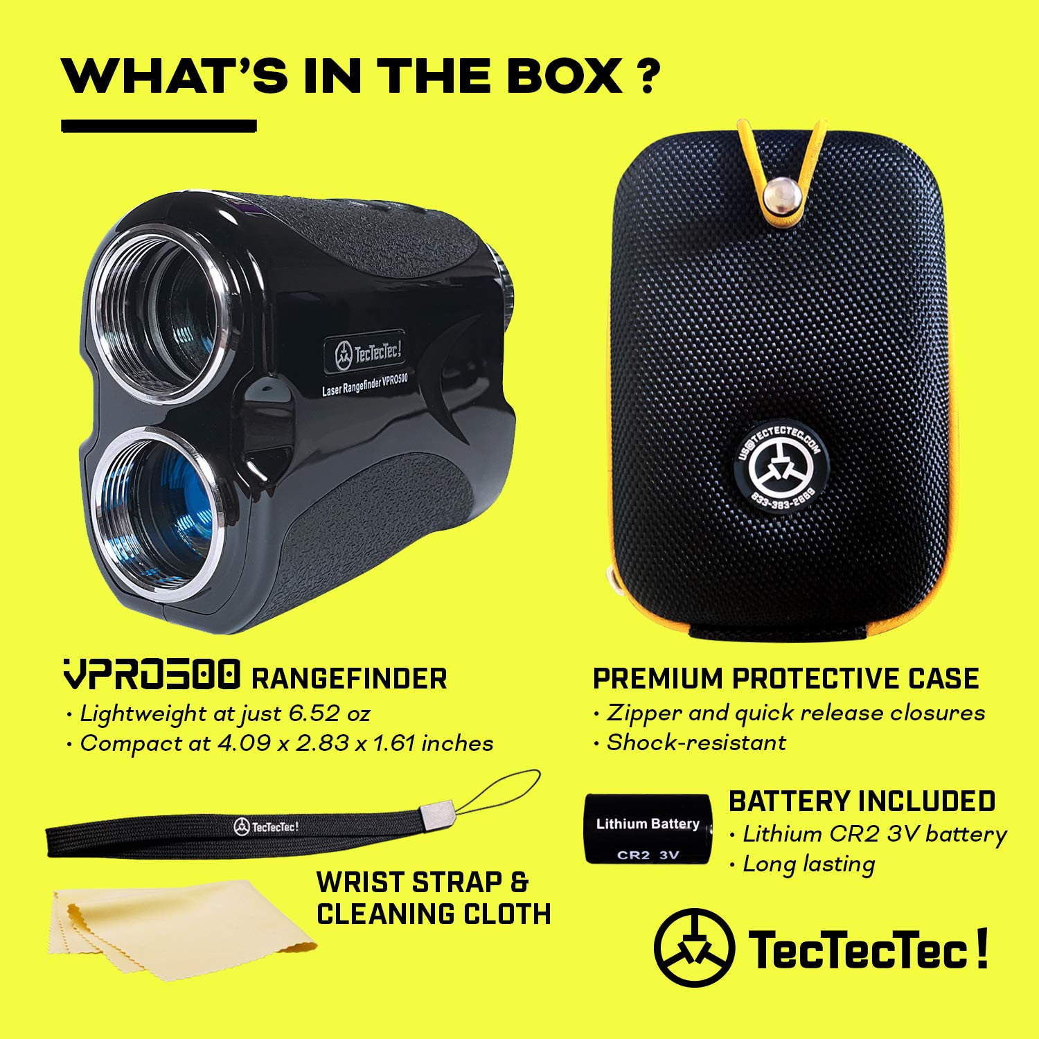 Tectectec Vpro500 Golf Rangefinder With High-Precision, Laser Range Finder Binoculars With Pinsensor And Battery, Golf Accessori