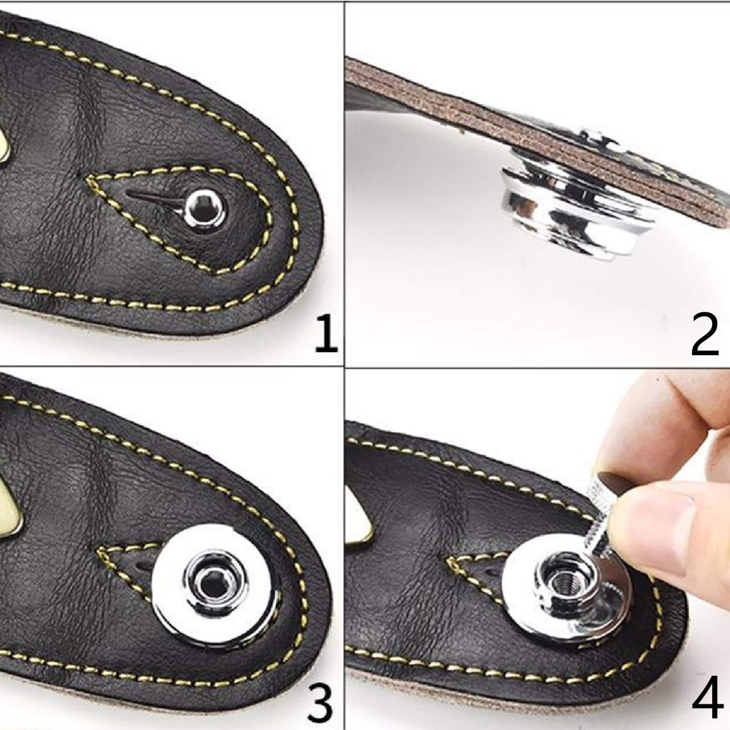Miwayer Guitar Strap Locks Flat Round Head Heavy Duty Metal Button Security Straplock, Dual Design Strap Retainer System 4Pcs Wi