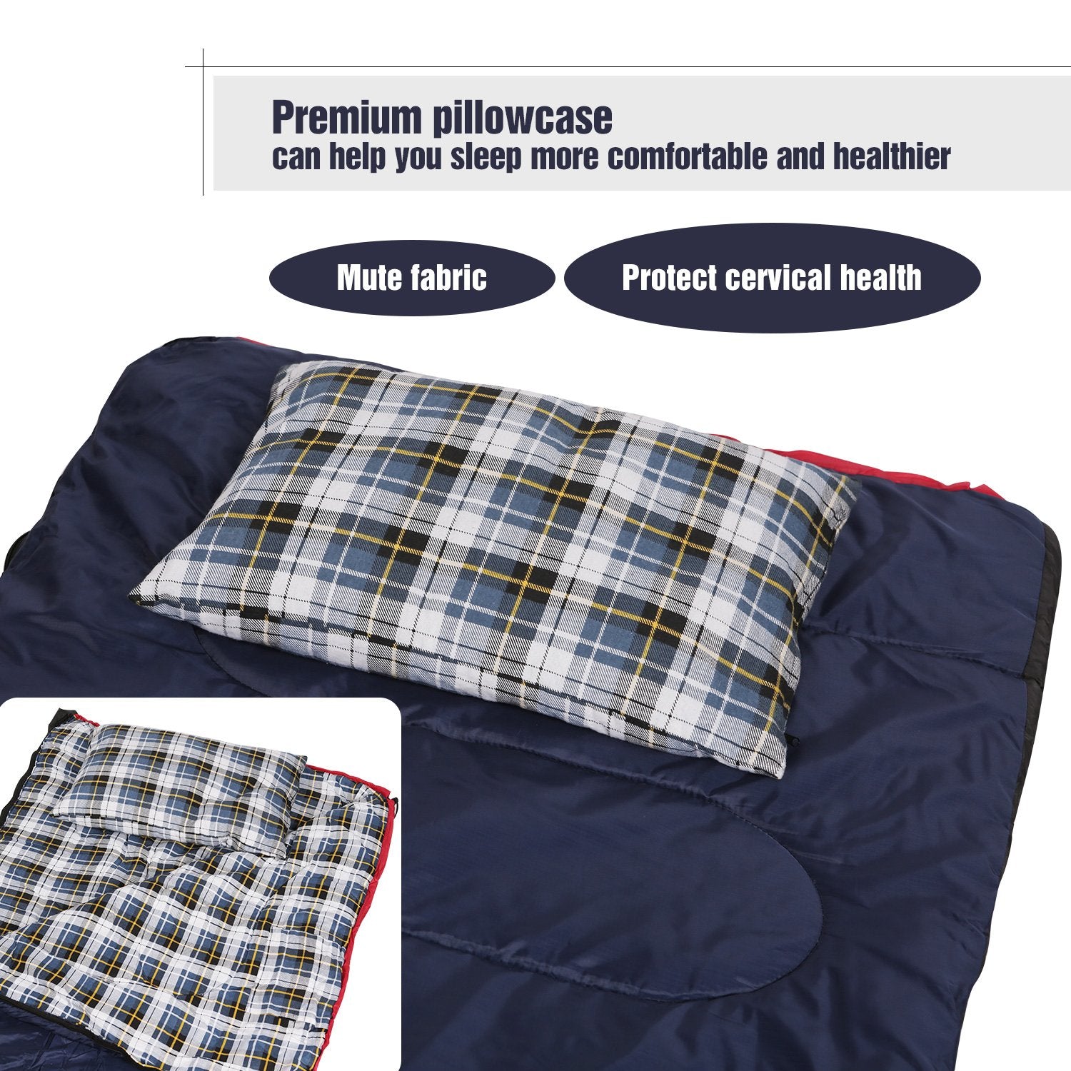 Redcamp Outdoor Camping Pillow Lightweight, Flannel Travel Pillow Cases, Removable Pillow Cover