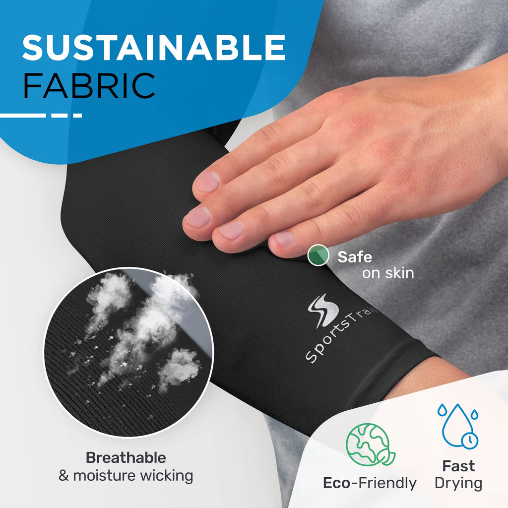 Sportstrail Cooling Arm Sleeves For Men & Women - Breathable, Moisture-Wicking Arm Sleeves For Women, Men & Kids - Upf 50 Uv Pro