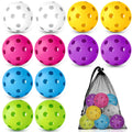 Coopay 12 Pack Baseball Practice Balls Plastic Training Balls Lightweight Hollow Softballs with a Drawstring Bag for Hitting, Ba