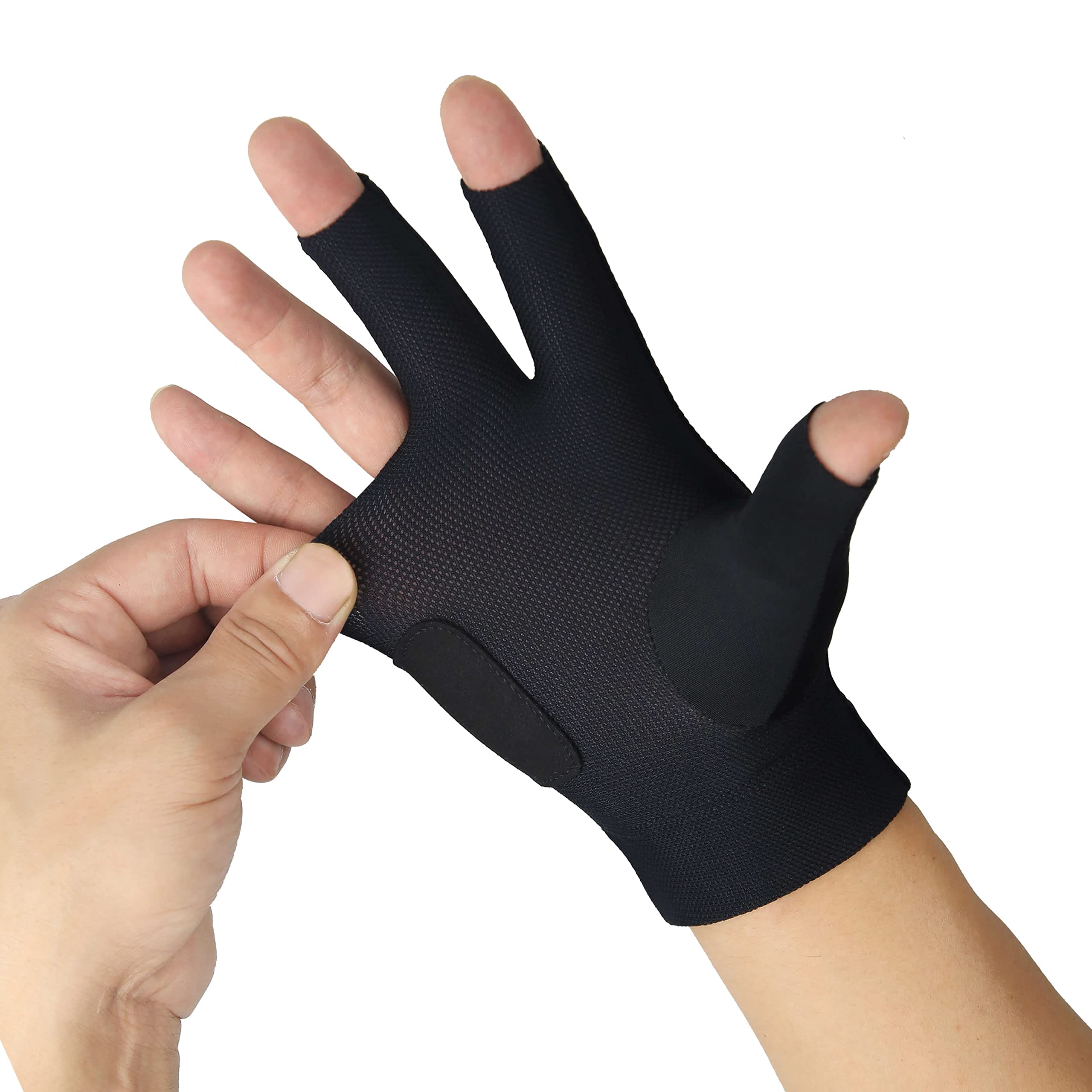 Roaming Quick-Dry Breathable Billiard Pool Gloves, Shooters Carom Snooker Cue Sport Glove Fits On Right Hand (Black-Right Hand,