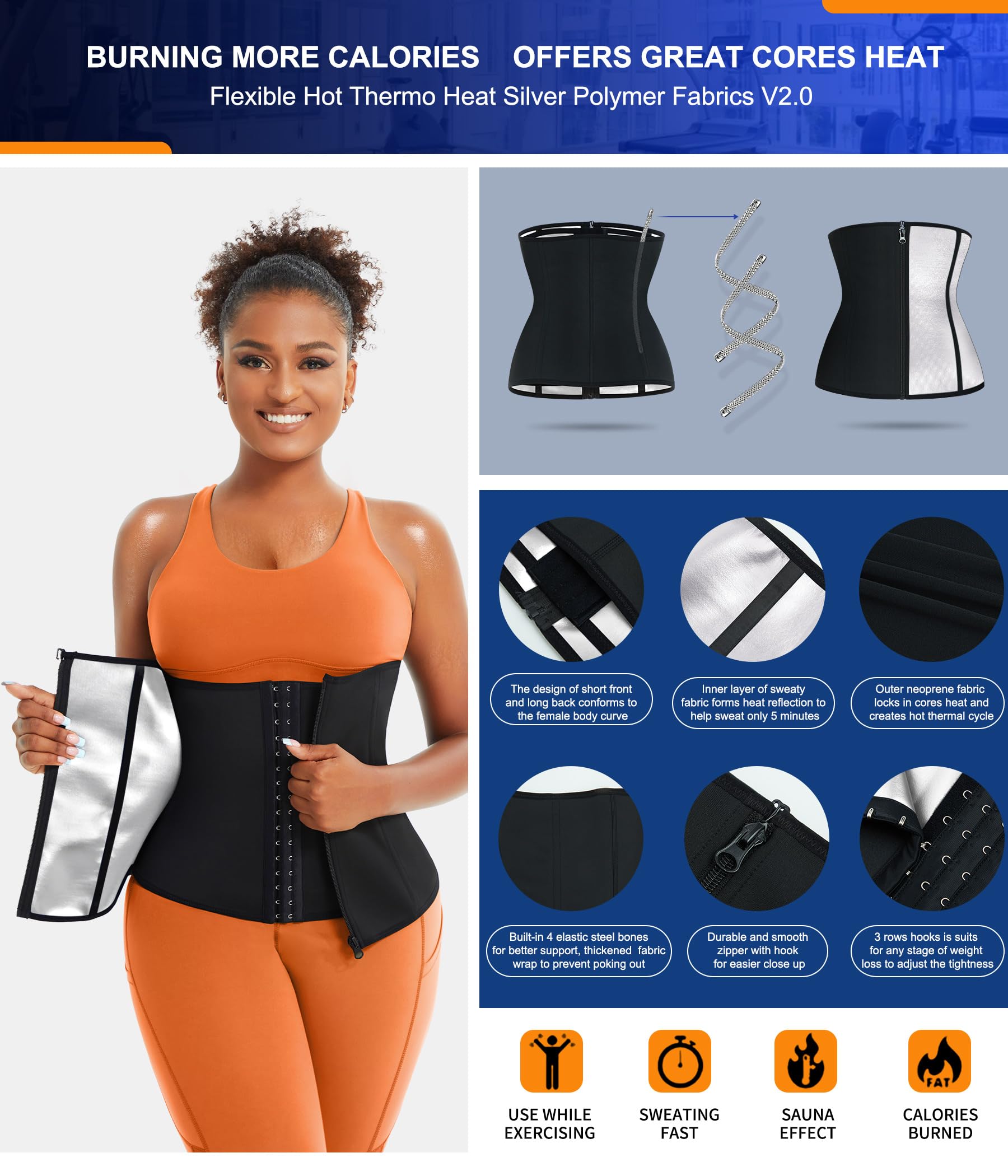 Traininggirl Women Waist Trainer Trimmer Corset Weight Loss Tummy Wrap Workout Belt Sweat Belly Band Sports Girdle Sauna Suit