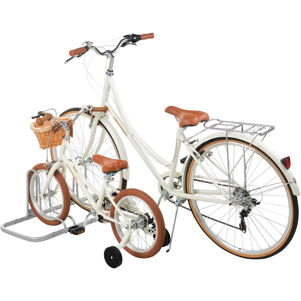 Retrospec Stash Rack 2 Bike Floor Stand Bicycle Storage Organizer, Grey