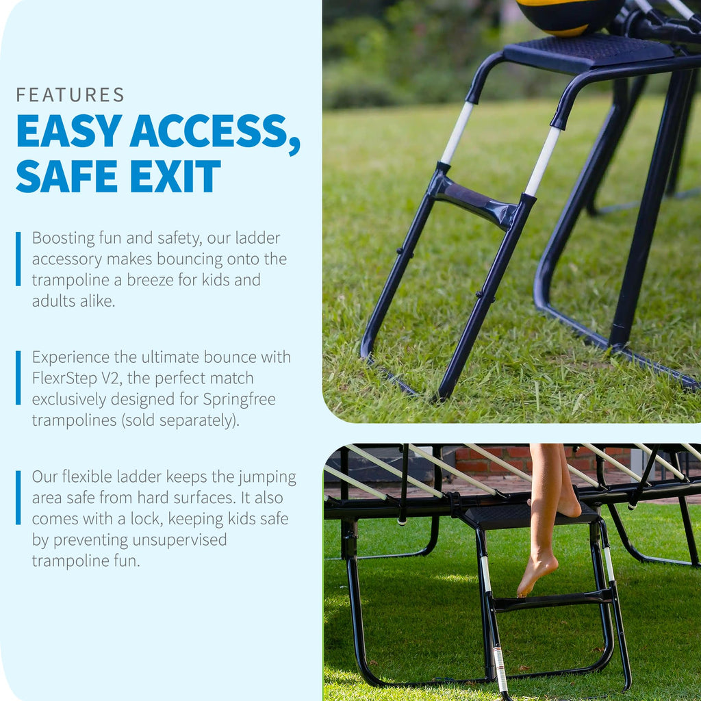 Springfree Trampoline Flexrstep V2 Ladder Accessory For Springfree Trampolines With Weight Capacity Of 152 Pounds And Safety Loc