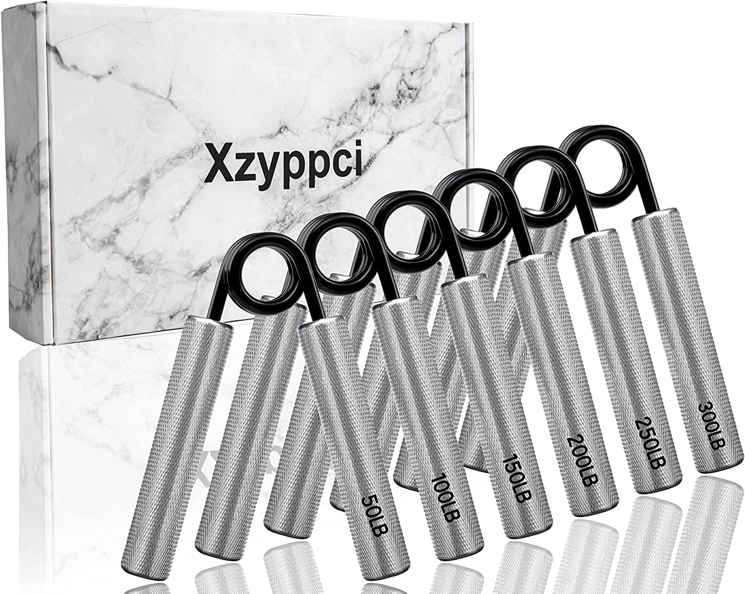 Xzyppci Metal Grip Strength Trainer 6Pack,50-300Lb Hand Gripper Set,Non-Slip Heavy-Duty Wrist Forearm Strengthener,Hand Grip Str