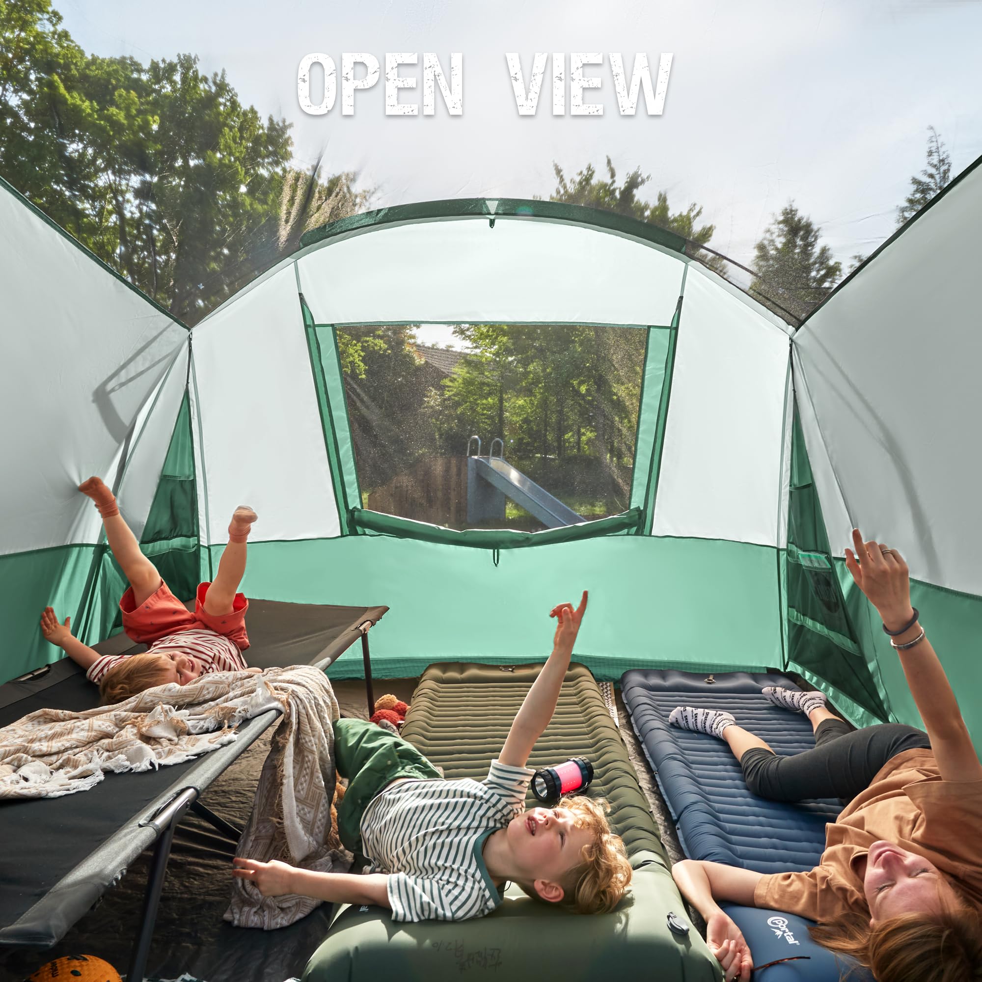 Portal 6 Person Family Tent For Camping With Screen Room, Weather Resistant Tall Tent With Rainfly, Easy Setup For Family Outdoo