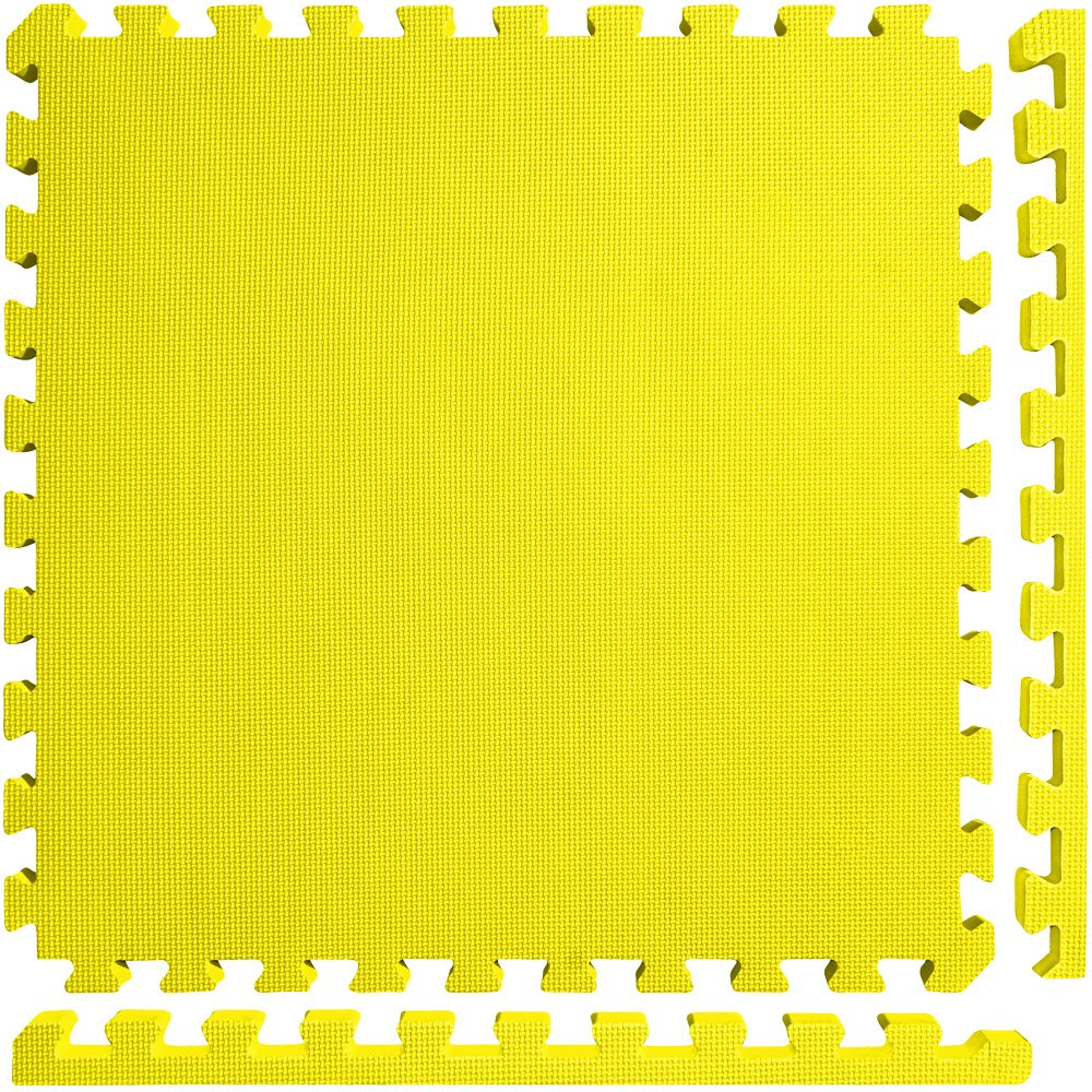 Meister X-THICK 1.5 Interlocking EVA Foam Mats - 2X Cushion for Wrestling, MMA Takedowns & Gymnastics - 2'x2' Tiles - Yellow - 3