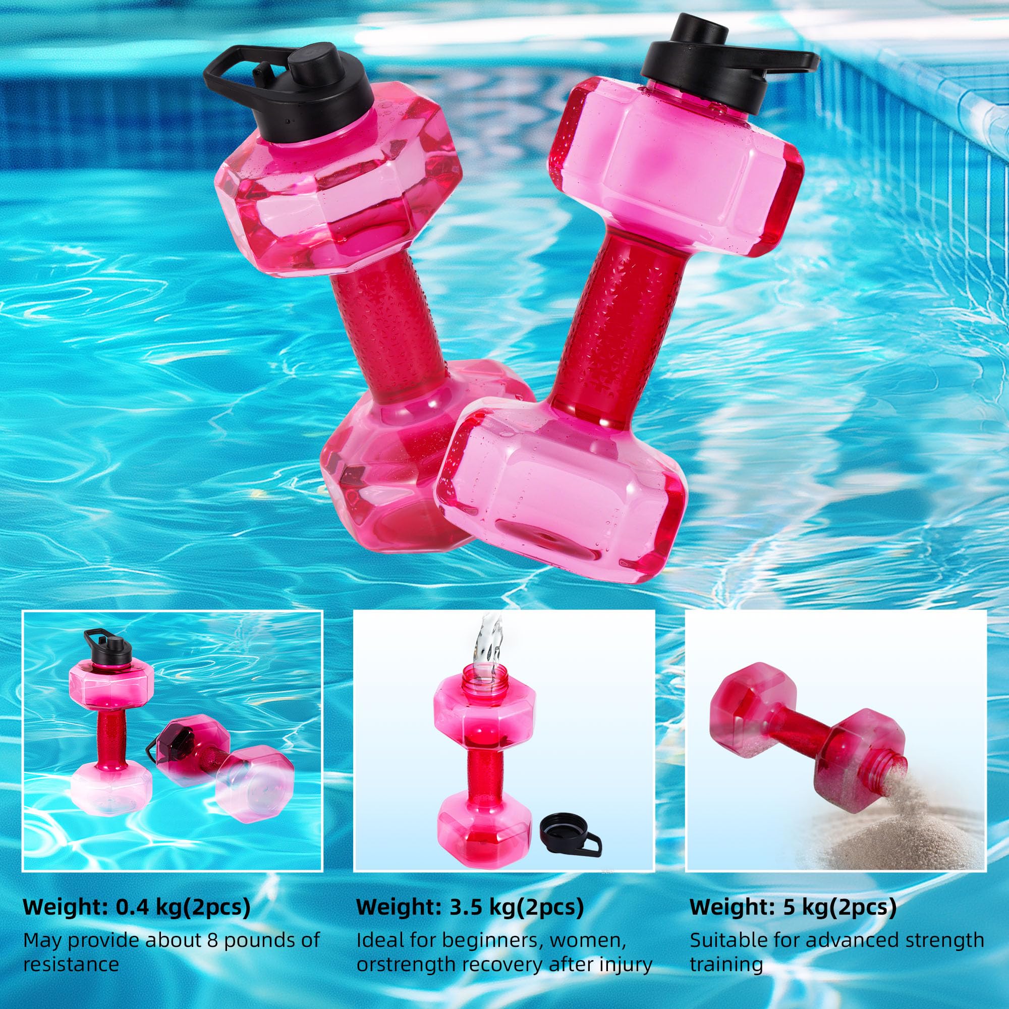 Yotan 2 Pcs Water Weights For Pool Exercise, Water Dumbbells Pool Resistance, Lightweight Pool Weights For Water Exercise Resist