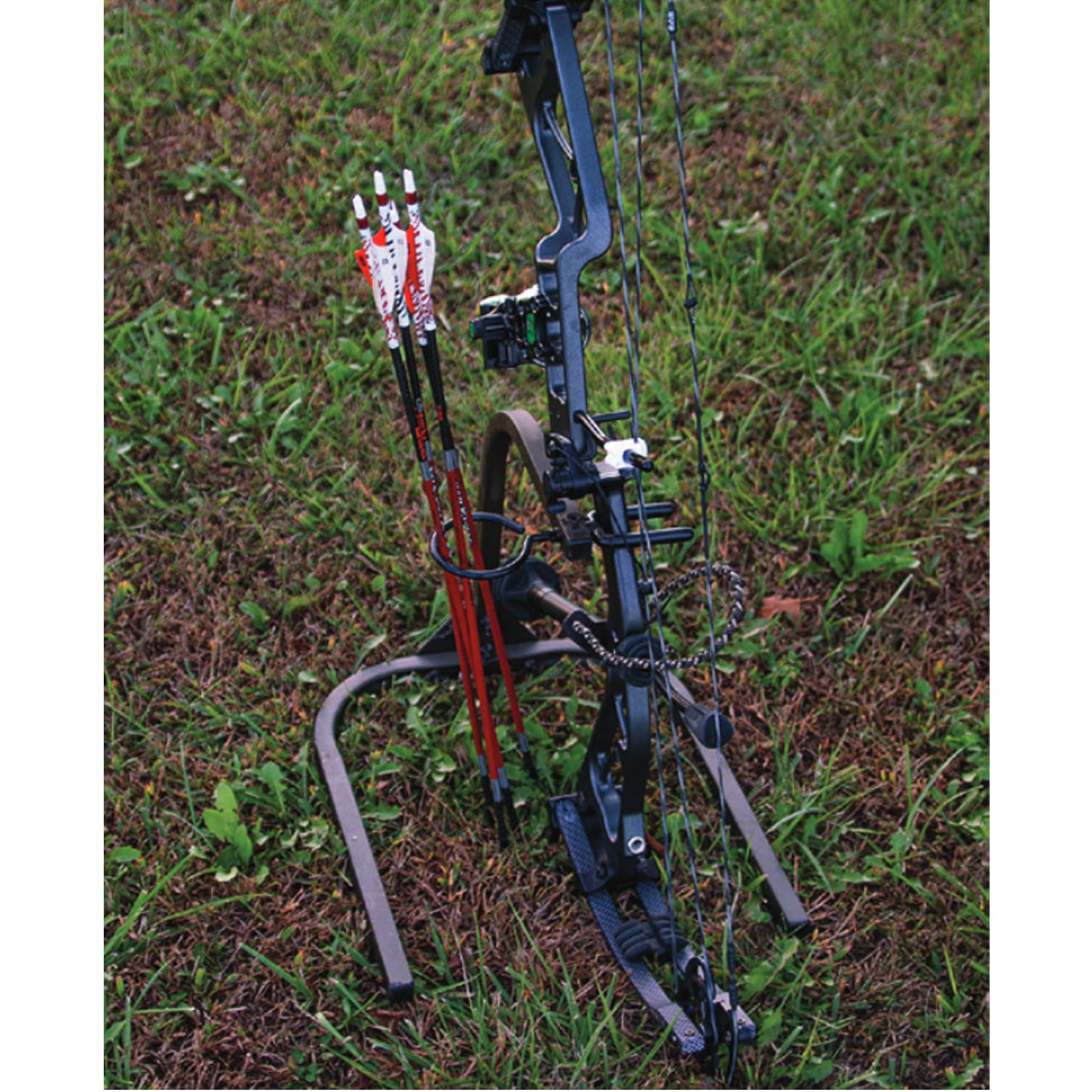 Hme Lightweight Durable Portable 360-Degree Rotating Tool-Free Setup Archer'S Practice Bow Stand With Arrow Ring Included