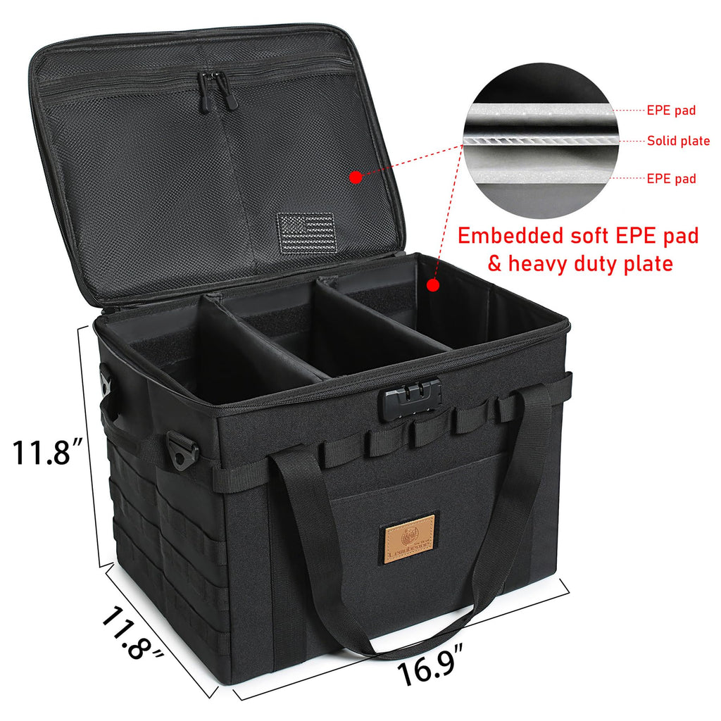 Lemubeane Tactical Camping Storage Bag - 38L Utility Tote Bag Organizer With Combination Lock And Shoulder Strap (Black, 38L)