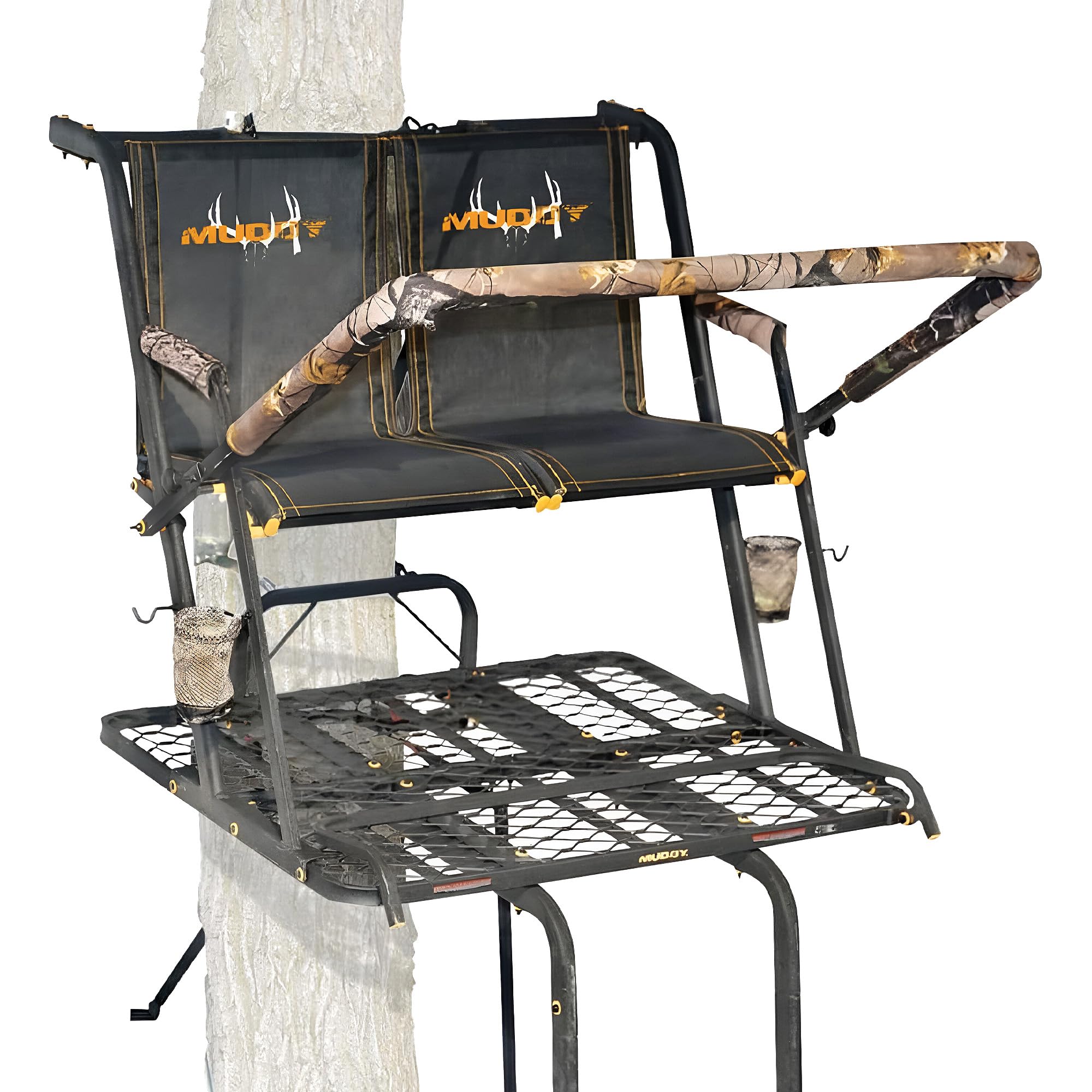 Muddy 2-Person Nexus XTL Steel Ladder Tree Stand, 20 ft Tall, 500 lb Capacity - Heavy-Duty Hunting Treestand with Flex-Tek Seat,