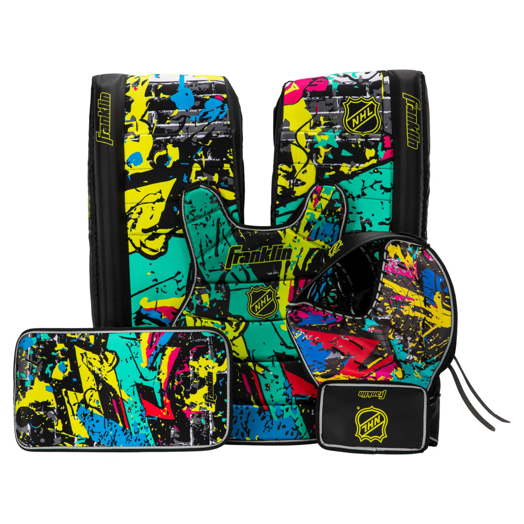 Franklin Sports Nhl Kids Street Hockey Goalie Pads Set - Youth Street Hockey Goalie Gear - Junior Blocker, Glove + Pads - Comp10