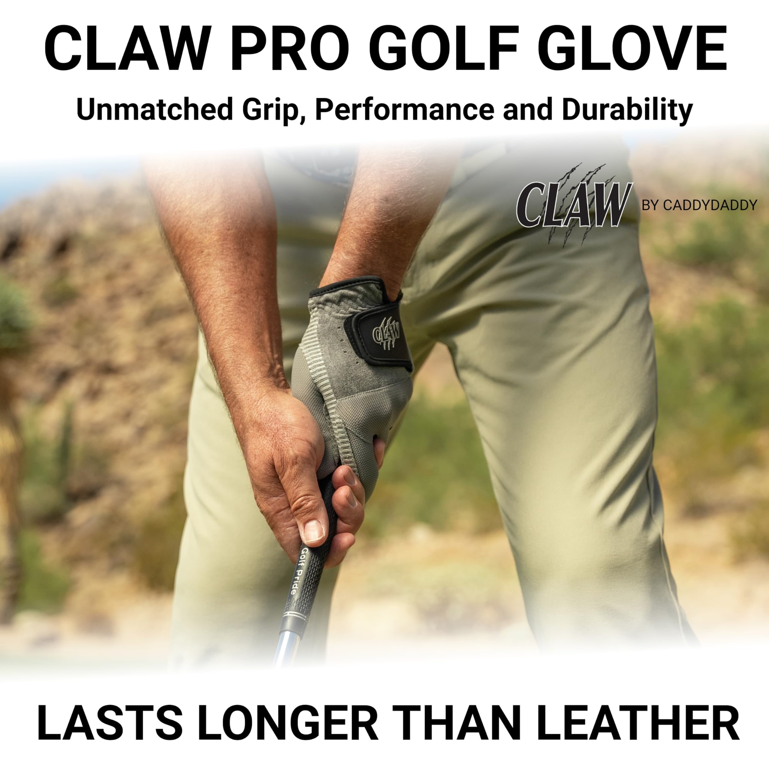 Caddydaddy Claw Pro Men      S Golf Glove - Breathable, Long Lasting (Grey, Med, Worn On Left Hand)