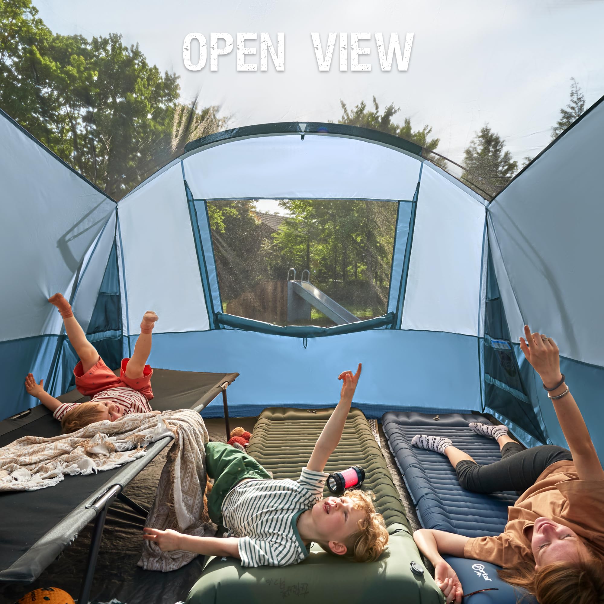 Portal 6 Person Family Camping Tents With Screen Porch, Weater Resistant 7' Tall Tent With Rainfly & Upgrated Poles, Easy Setup