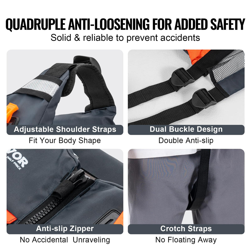 Vevor Life Vest For Watersports (Pfd), Life Jacket With Waterproof Nylon & 96N Buoyancy, Life Vest/Jacket For Any Water Activity