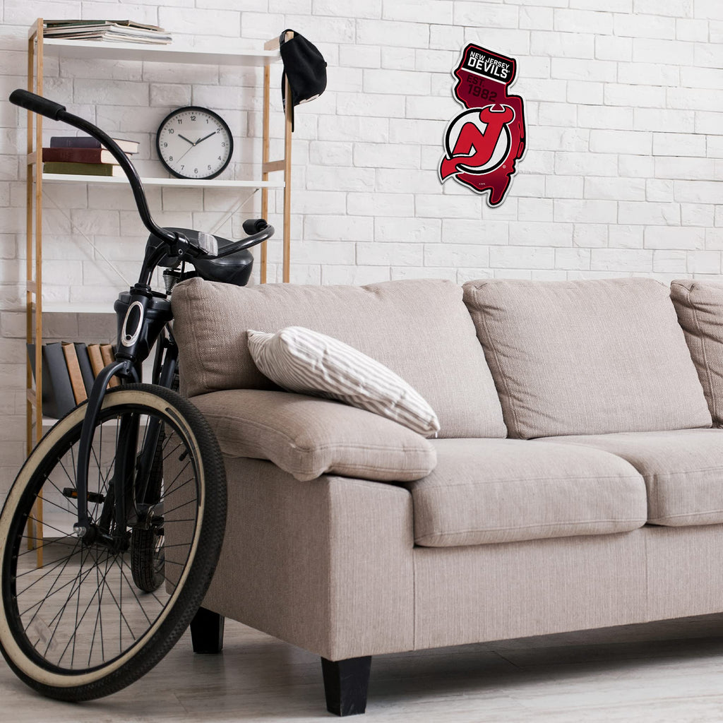 Rico Industries Nhl New Jersey Devils State Shape Shape Cut Pennant - Home And Living Room D  Cor - Soft Felt Ez To Hang 18X0.10